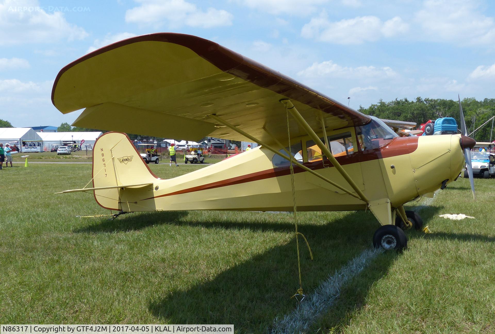 N86317, 1946 Aeronca 11AC Chief C/N 11AC-124, N86317  at Sun 'n Fun, Lakeland 5.4.17