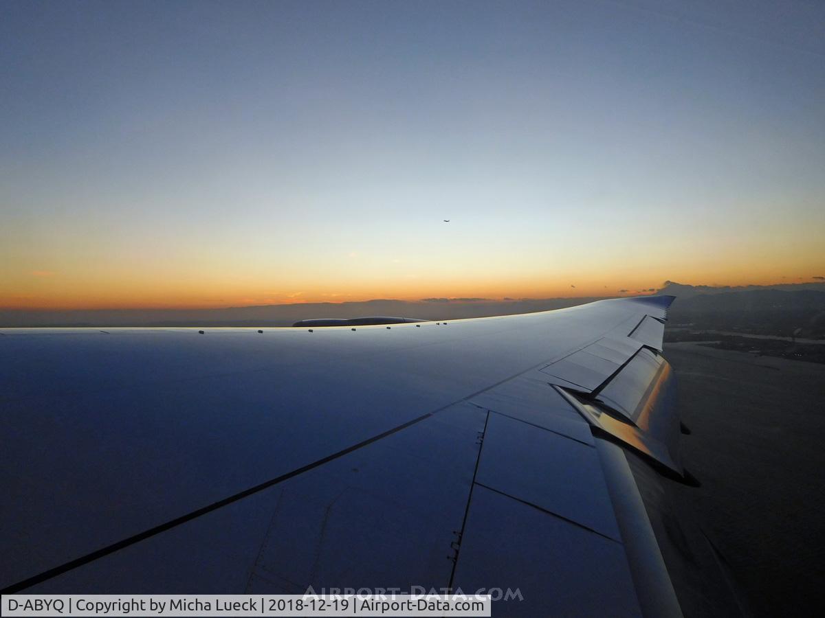 D-ABYQ, 2014 Boeing 747-830 C/N 37840, Beautiful evening departure, with Mount Fuji at the wingtip (HND-FRA)