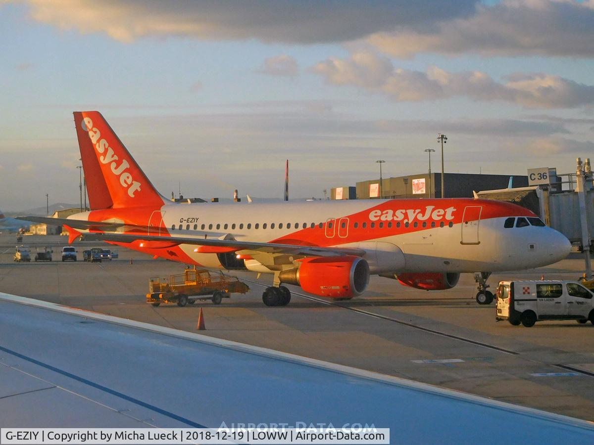 G-EZIY, 2005 Airbus A319-111 C/N 2636, The last evening light of the year