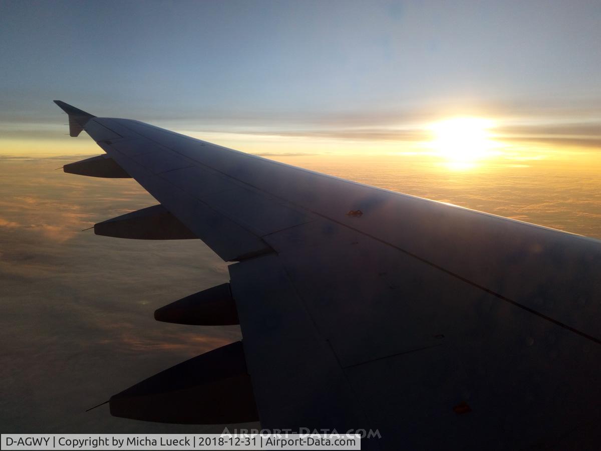 D-AGWY, 2013 Airbus A319-132 C/N 5941, The last sunset of the year (VIE-CGN)