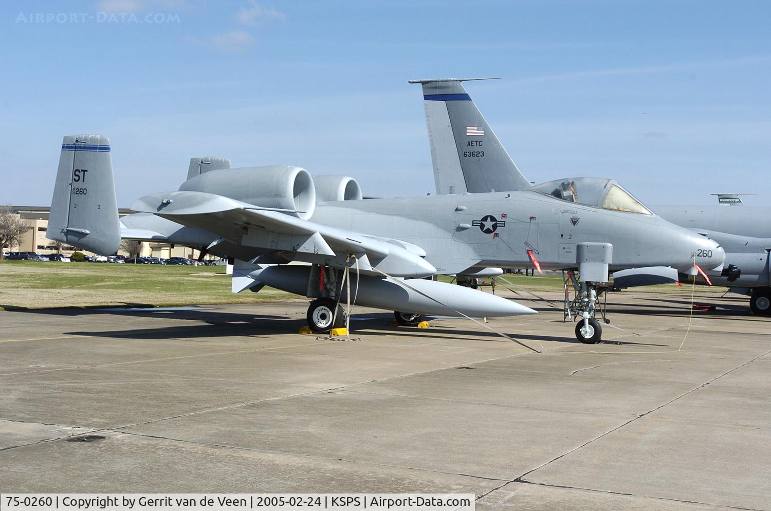 75-0260, Fairchild Republic A-10A Thunderbolt II C/N A10-0009, On the Sheppard ramp as instr airframe