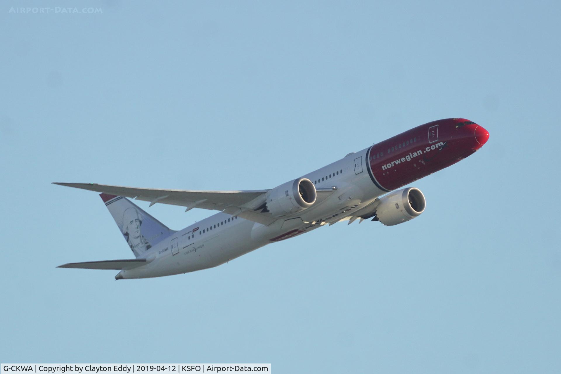 G-CKWA, 2018 Boeing 787-9 Dreamliner C/N 63315, Departing SFO 2019.