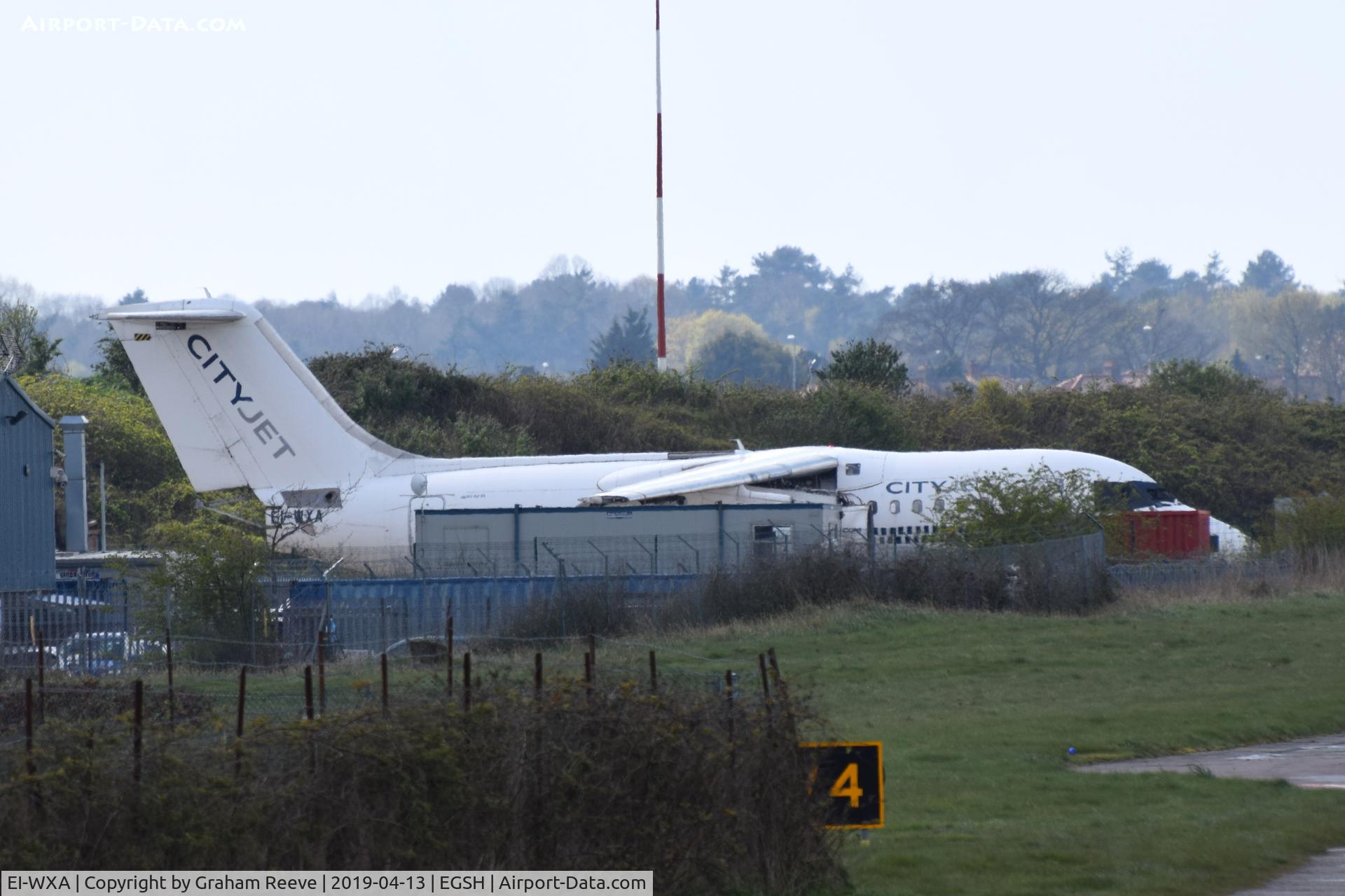 EI-WXA, 1997 British Aerospace Avro 146-RJ85A C/N E2310, In the scrap area, being taken apart.