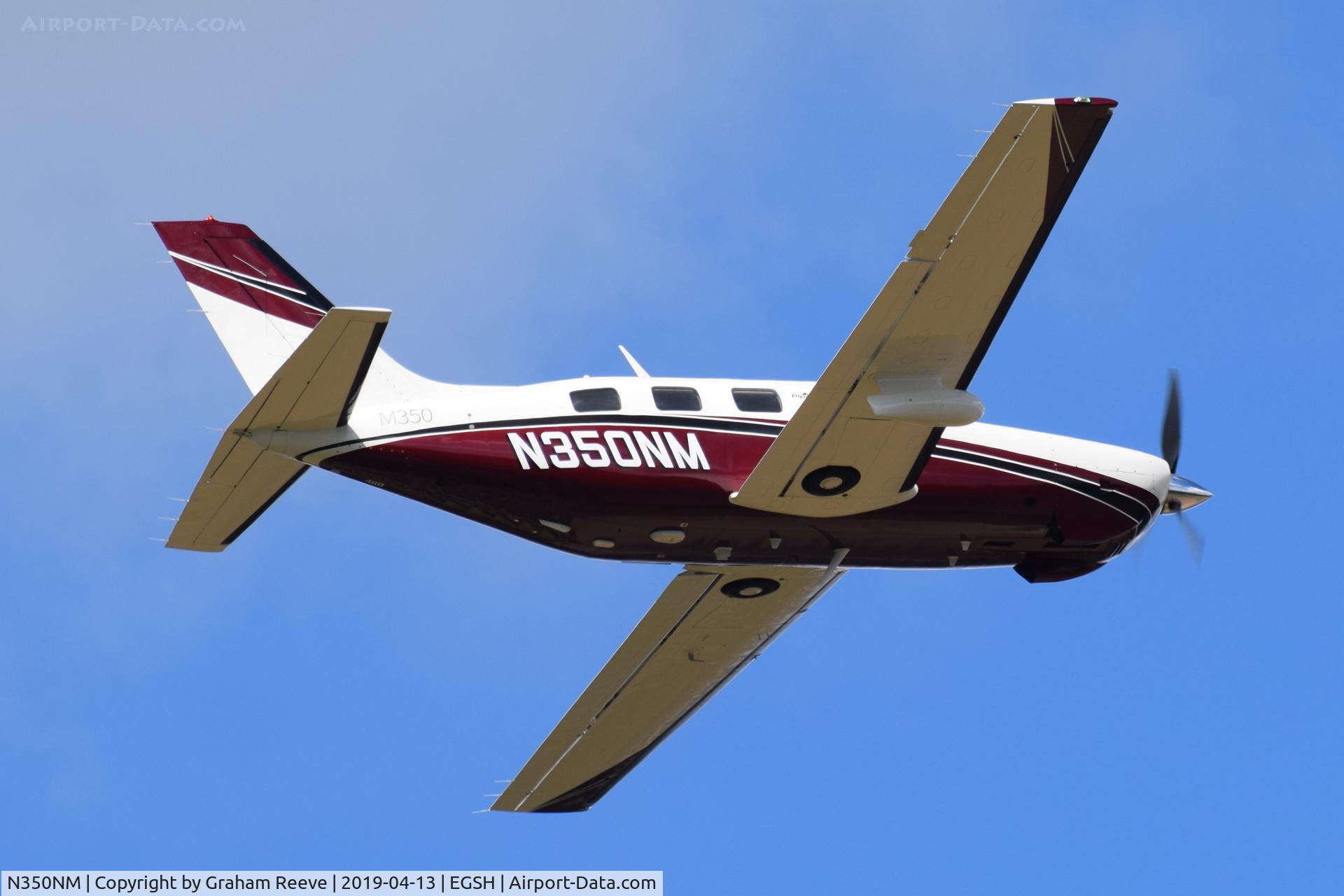 N350NM, 2015 Piper PA-46-350P Malibu Mirage Malibu Mirage C/N 4636659, Departing from Norwich.