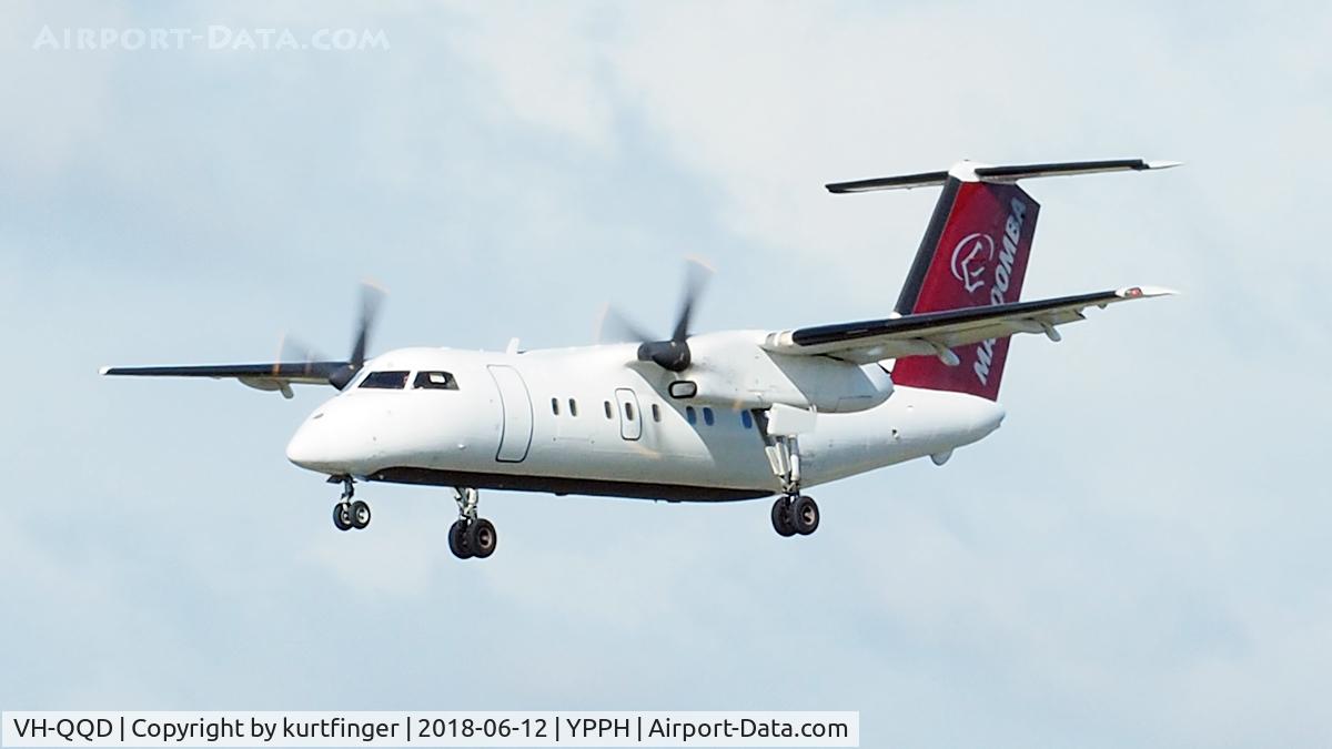 VH-QQD, 1991 De Havilland Canada DHC-8-102 Dash 8 Dash 8 C/N 245, Aircraft on short final runway 03, Perth International Airport.
