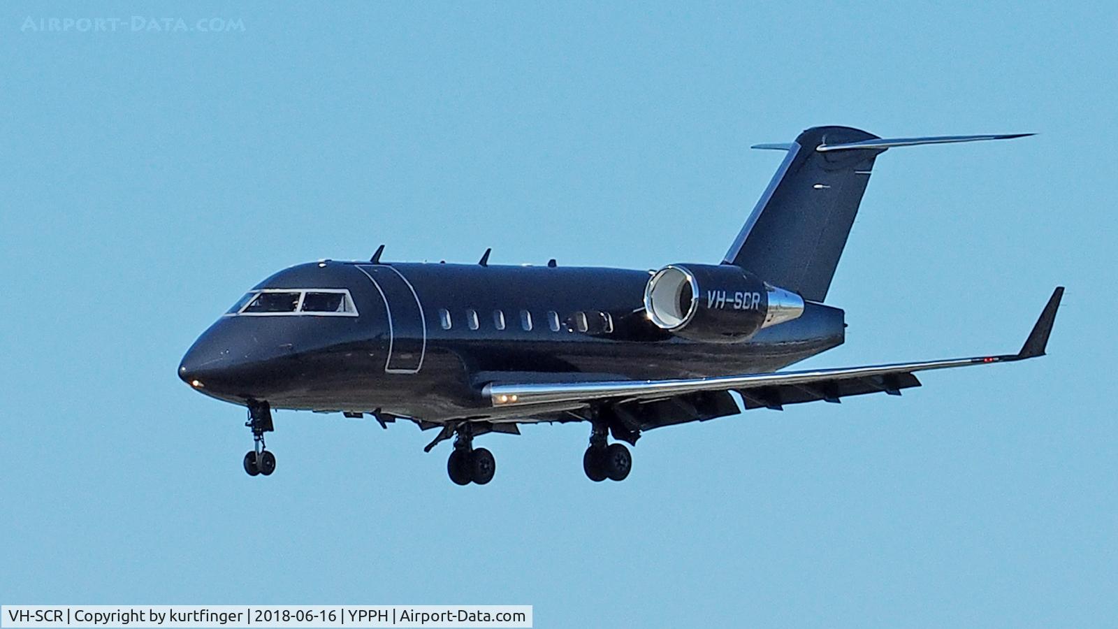 VH-SCR, 2003 Bombardier Challenger 604 (CL-600-2B16) C/N 5557, Taken at Perth International Airport, the Dunreath viewing area.