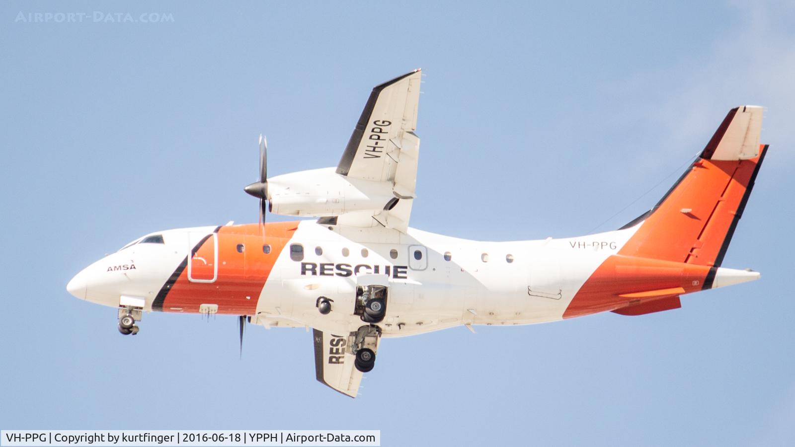 VH-PPG, 1996 Dornier 328-100 C/N 3053, Dornier 328. AMSA VH-PPG on final for runway 03, Perth Intl'.