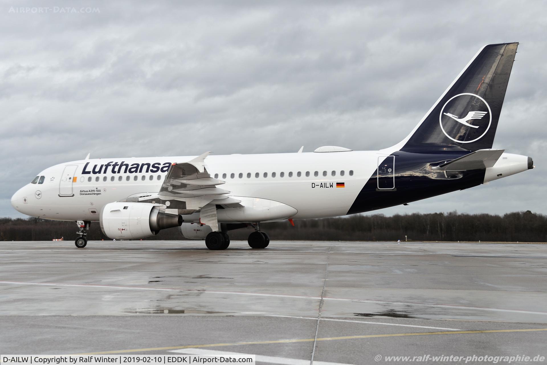 D-AILW, 1998 Airbus A319-114 C/N 853, Airbus A319-114 - LH DLH Lufthansa nc 'Donaueschingen' - 853 - D-AILW - 10.02.2019 - CGN
