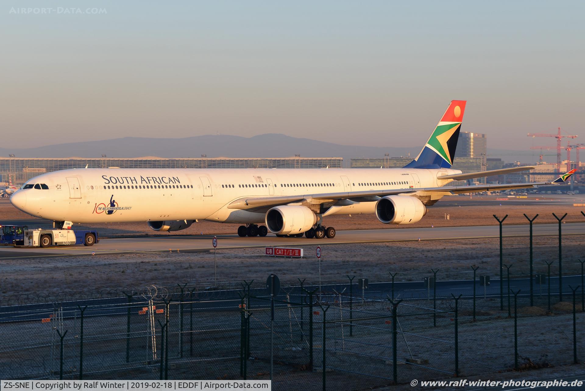ZS-SNE, 2003 Airbus A340-642 C/N 534, Airbus A340-642 - SA SAA South African Airways '100 years The Nelson Mandela Legacy' - 534 - ZS-SNE - 18.02.2019 - FRA