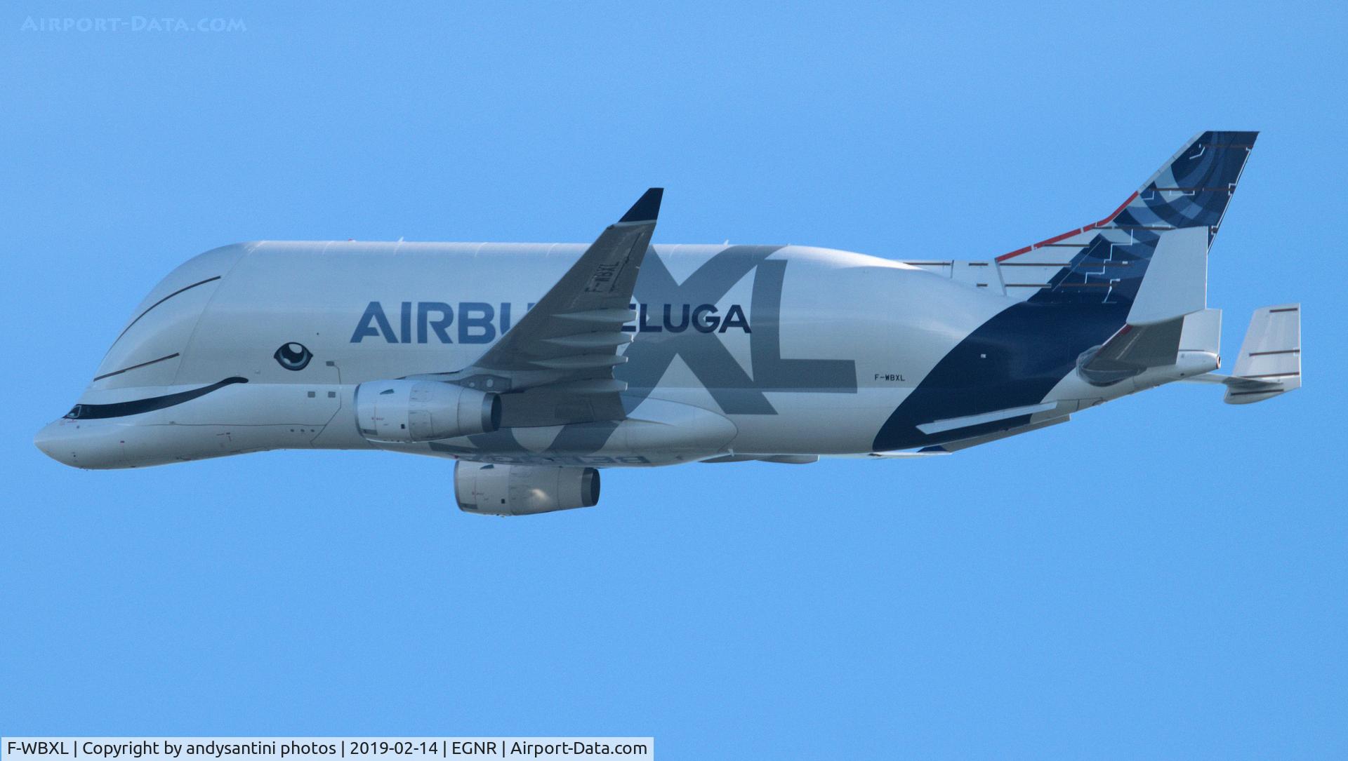 F-WBXL, 2018 Airbus A330-743L Beluga XL C/N 1824, was coming back from RAF VALLEY and this was flying around EGNR so took an de-tour parked up in an lay-by and it was doing circuits around EGNR.