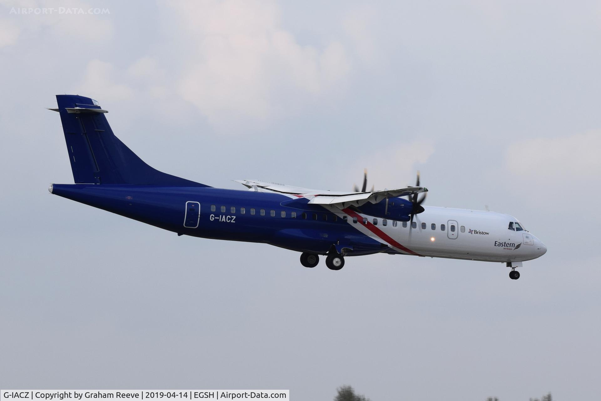 G-IACZ, 2018 ATR 72-212A C/N 1482, Landing at Norwich.
