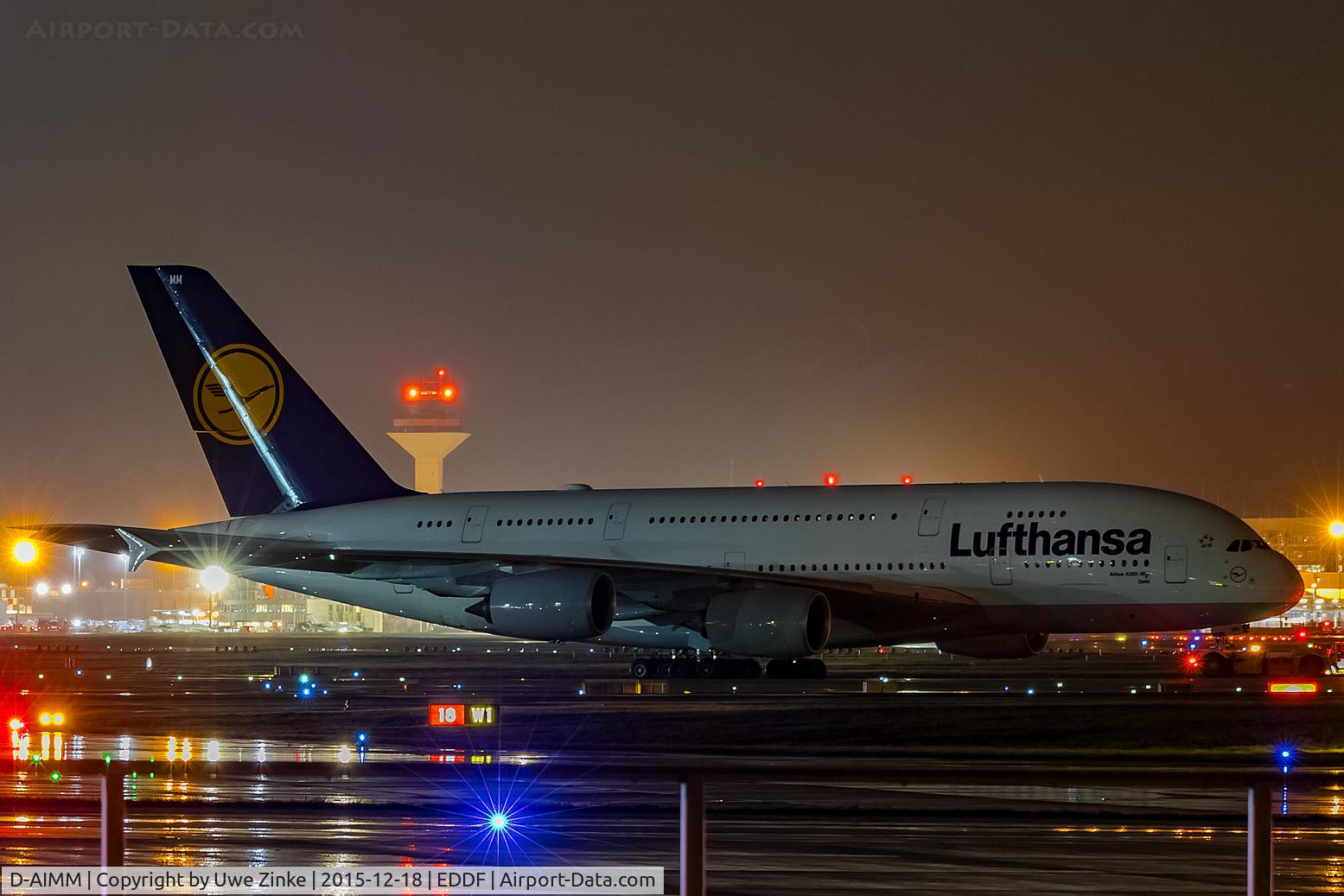 D-AIMM, 2014 Airbus A380-841 C/N 175, pulling across the airport