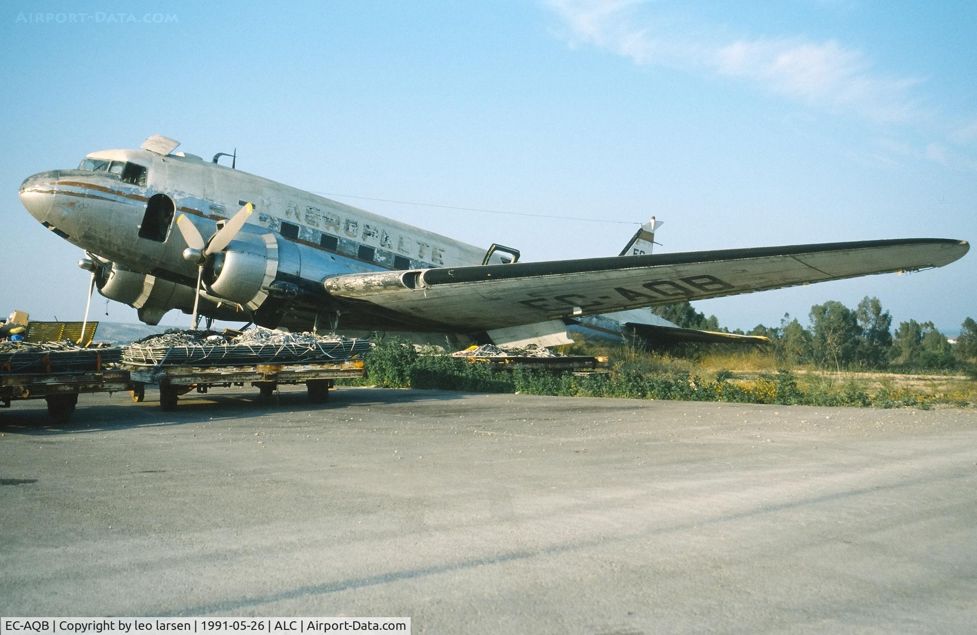EC-AQB, 1942 Douglas C-47A Skytrain C/N 12844, Alicante 26.5.1991. WFU