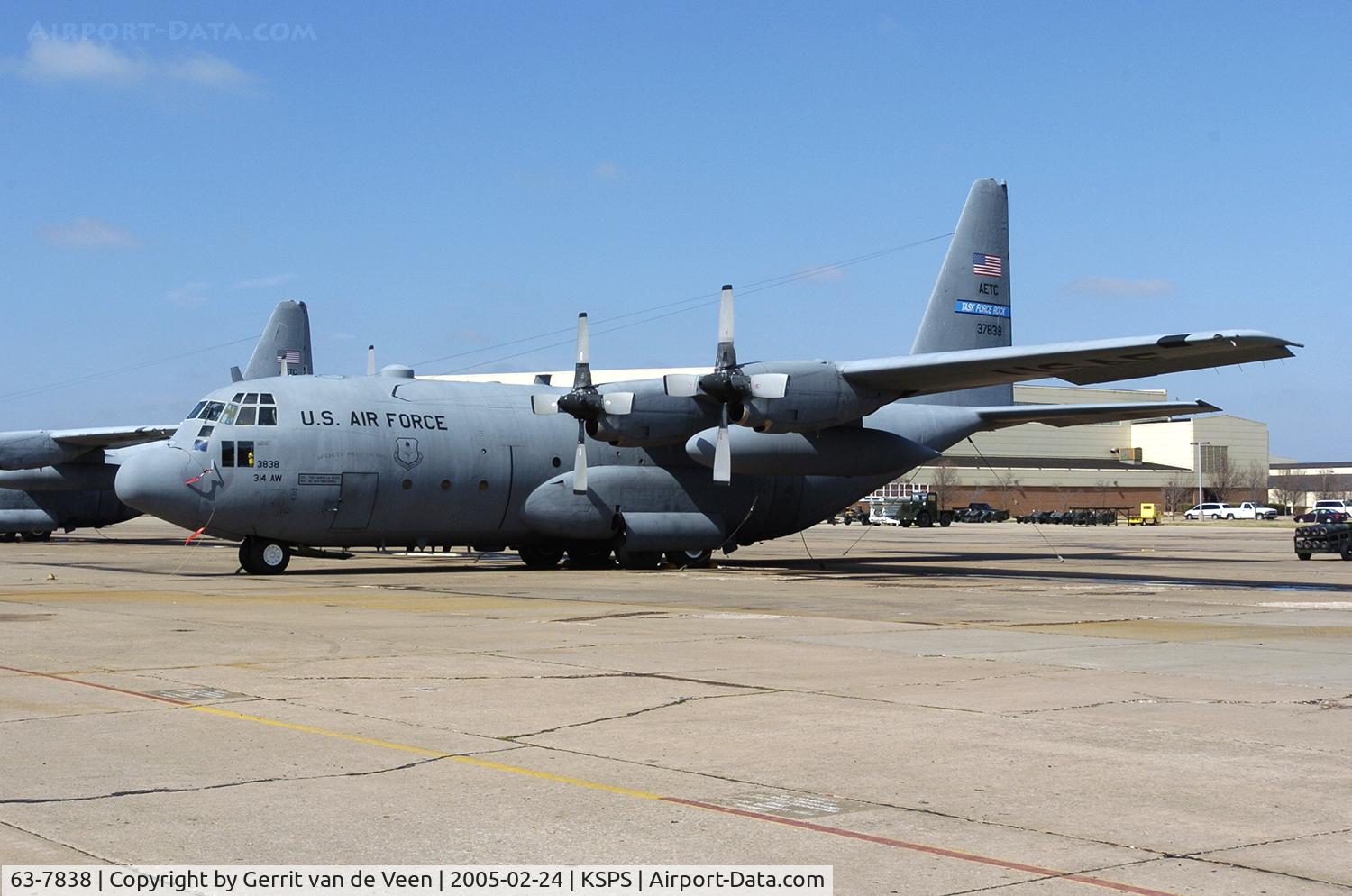 63-7838, 1964 Lockheed C-130E Hercules C/N 382-3908, titles 314AW and AETC Task Force Rock