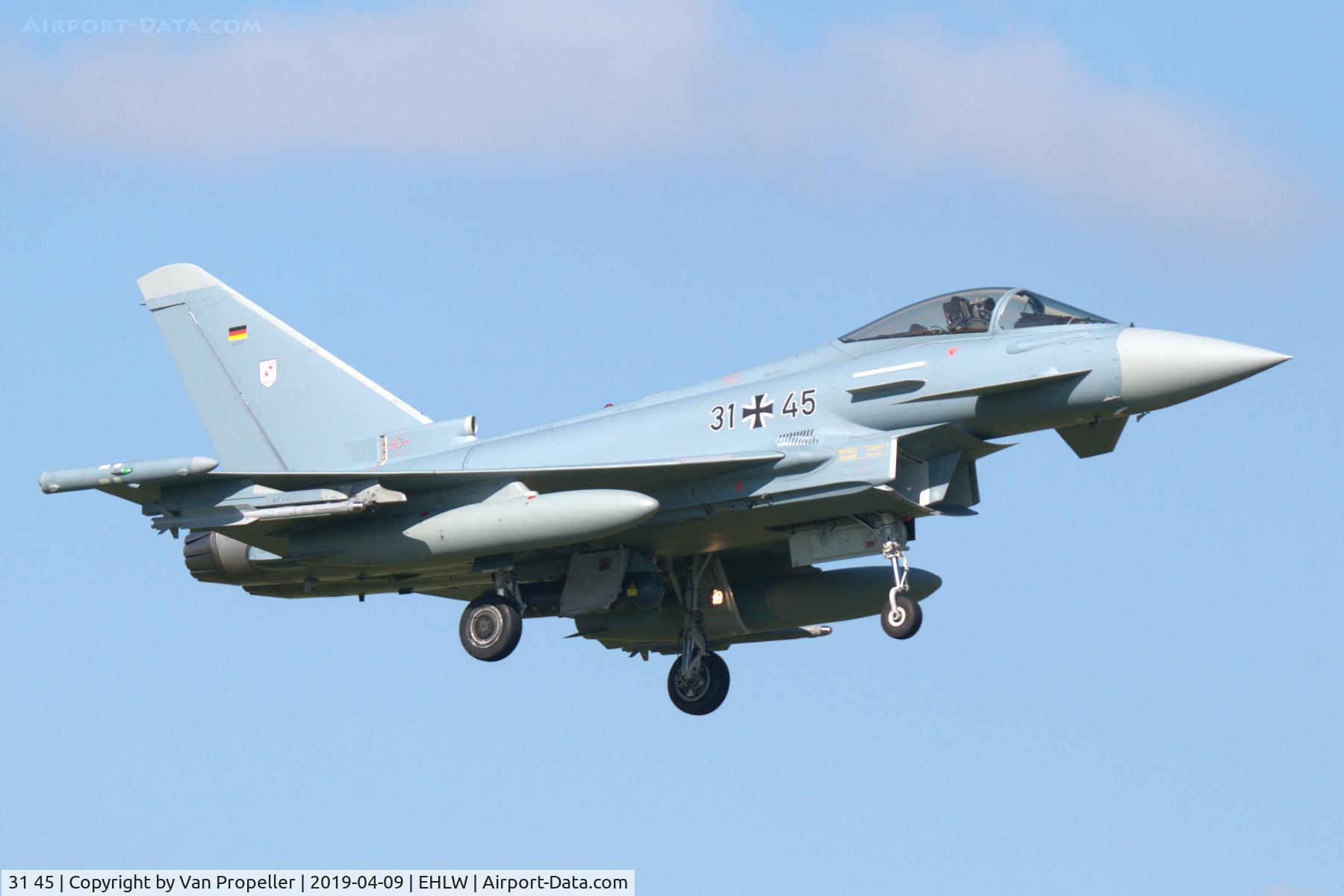 31 45, Eurofighter EF-2000 Typhoon S C/N GS0105, German Air Force Eurofighter Typhoon landing at Leeuwarden Air Base, the Netherlands, Frisian Flag 2019