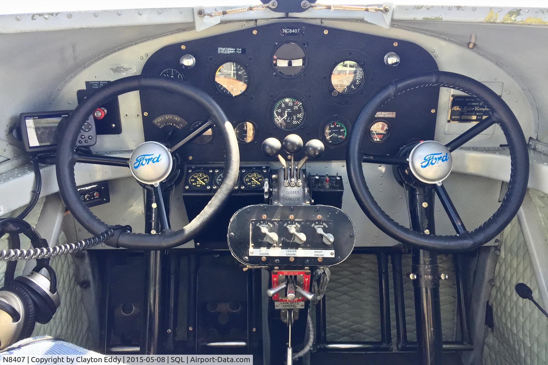 N8407, 1929 Ford 4-AT-E Tri-Motor C/N 69, San Carlos Airport 2015.