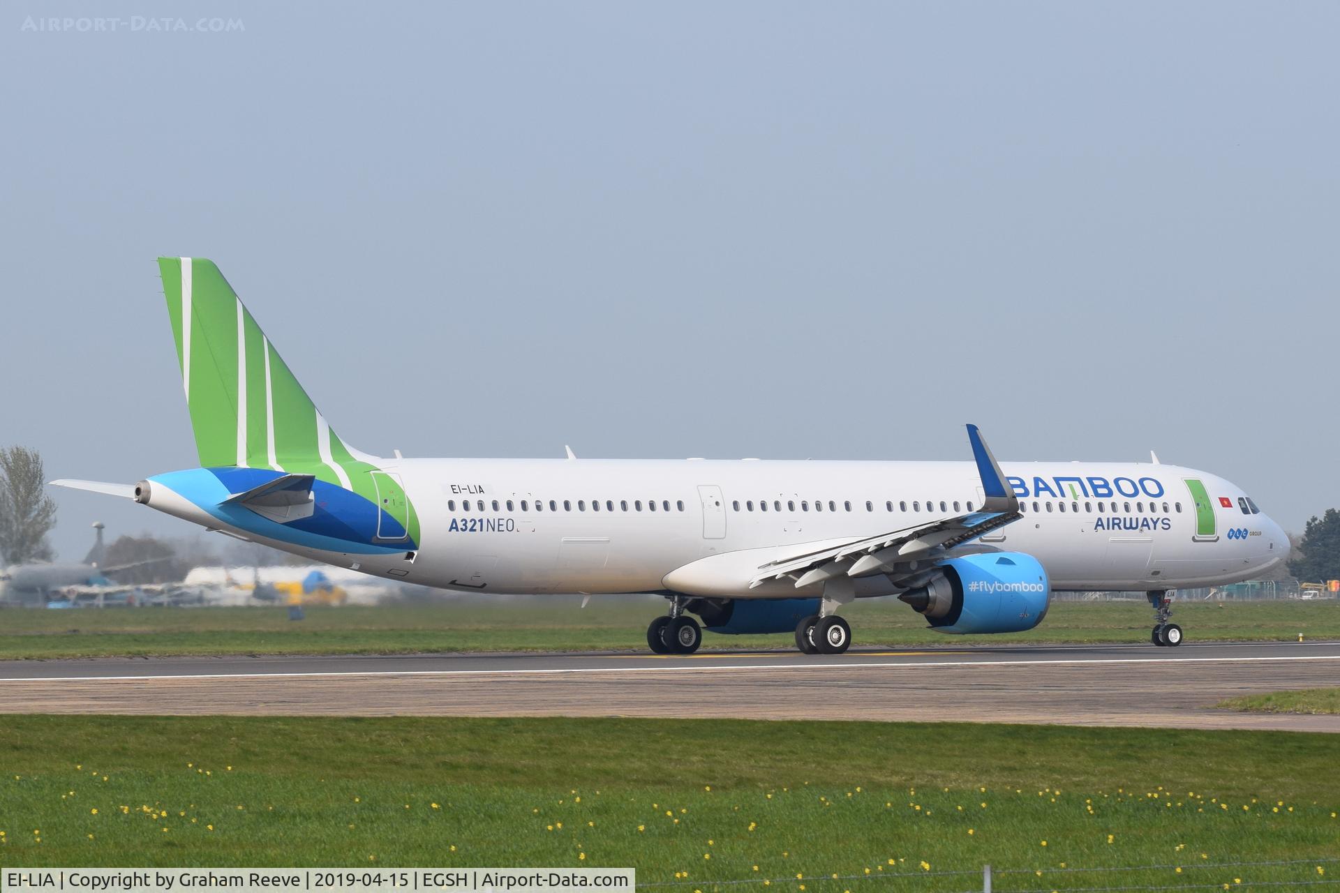 EI-LIA, 2018 Airbus A321-251N C/N 8260, Departing from Norwich after a re-spray.