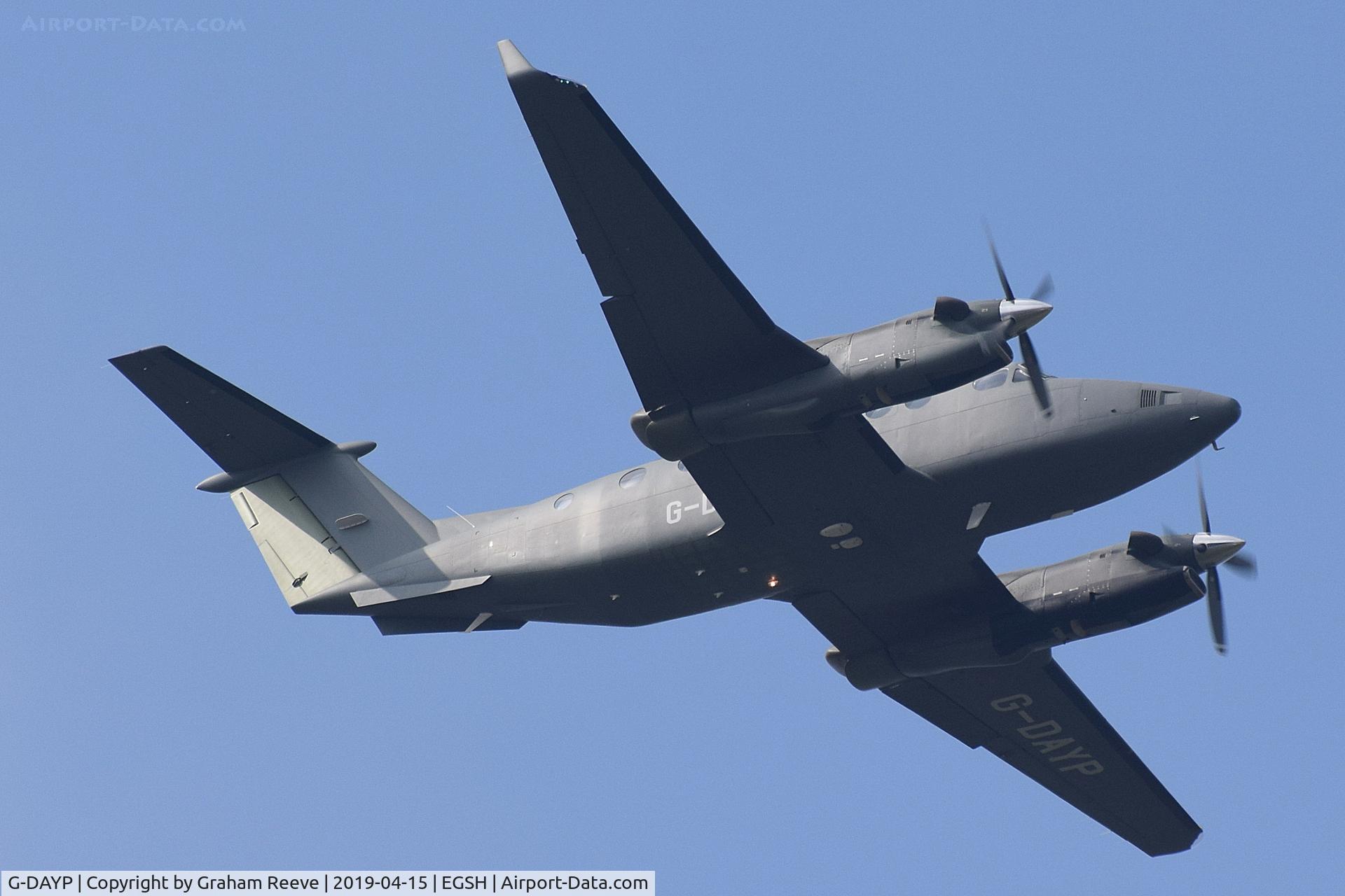 G-DAYP, 2009 Hawker Beechcraft B300C King Air C/N FM-29, On approach to Norwich.