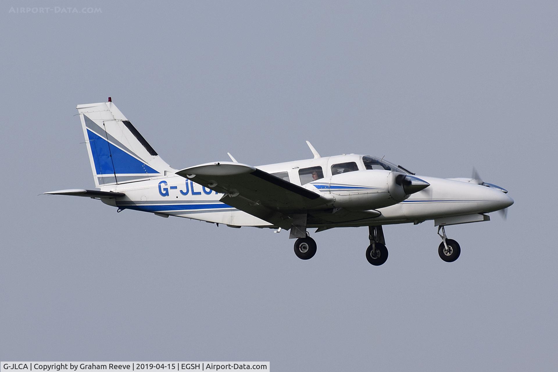 G-JLCA, 1978 Piper PA-34-200T Seneca II C/N 34-7870428, Landing at Norwich.