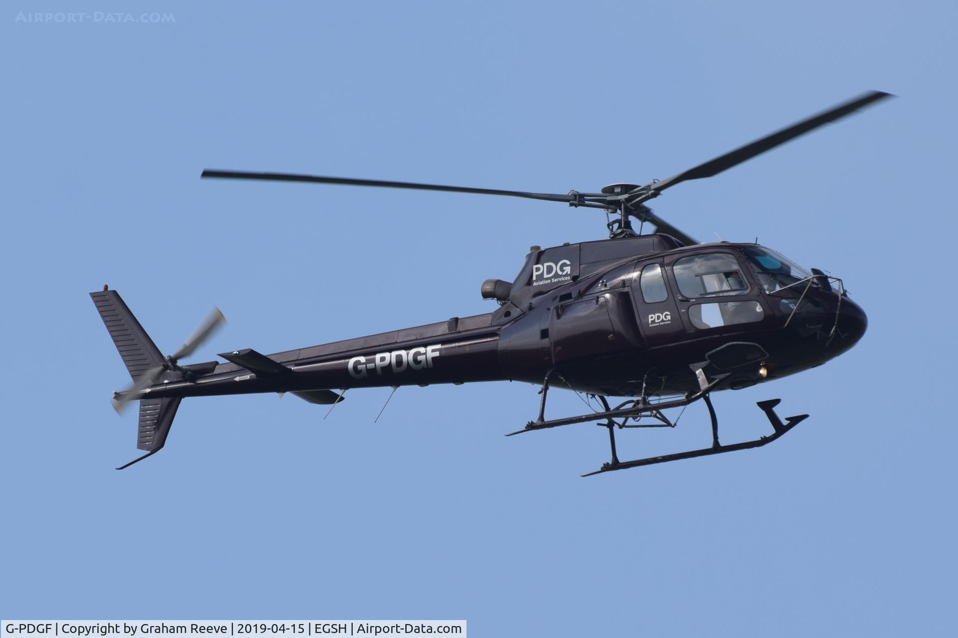 G-PDGF, 2000 Eurocopter AS-350B-2 Ecureuil Ecureuil C/N 9024, Landing at Norwich.