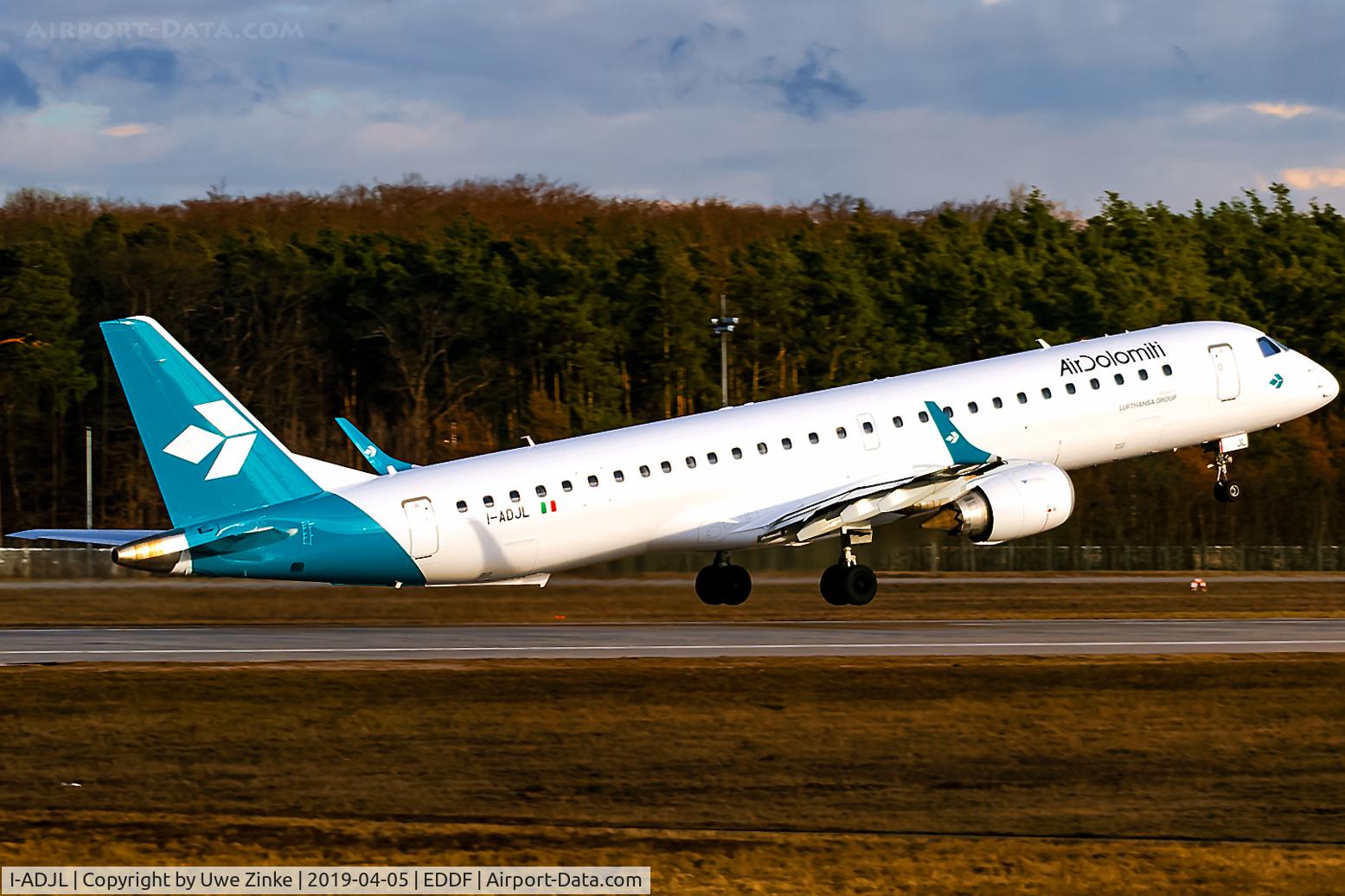 I-ADJL, 2009 Embraer 195LR (ERJ-190-200LR) C/N 19000256, evening sun, RWY 18