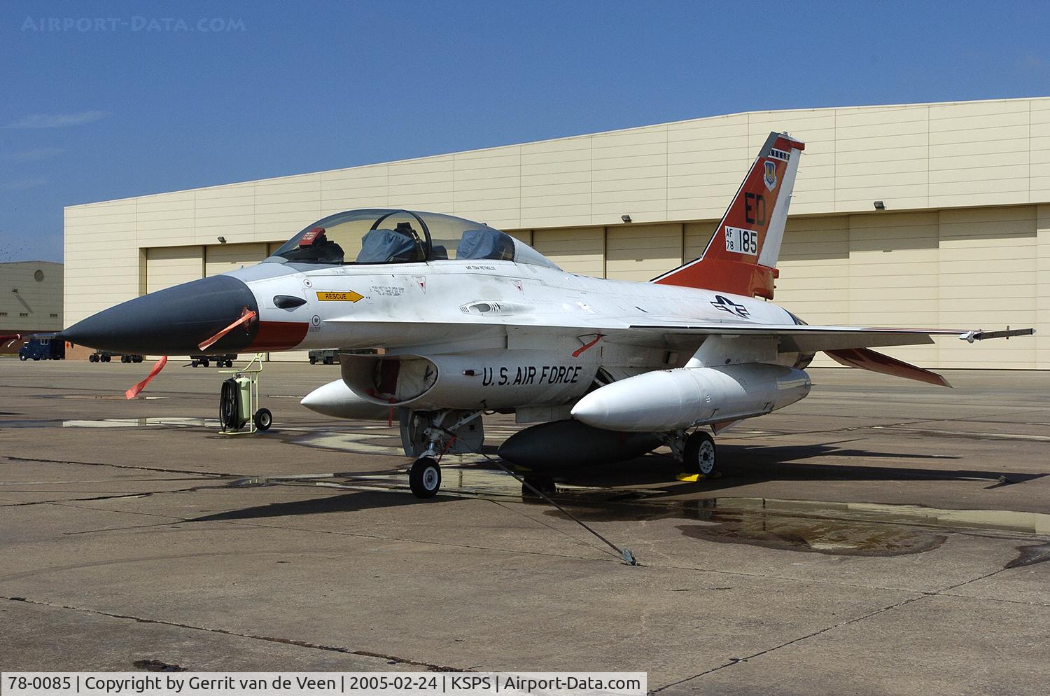 78-0085, General Dynamics F-16B Fighting Falcon C/N 62-11, aircraft marked as 78-185 ! In fact that is a Danish F-16, scrapped sept 2009