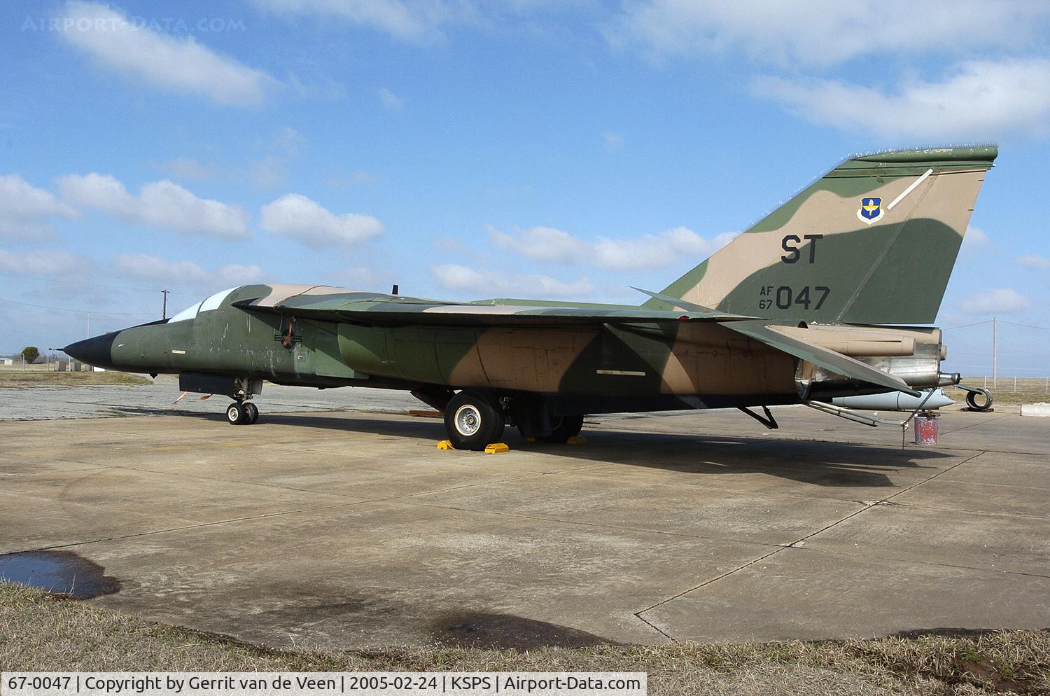 67-0047, 1967 General Dynamics F-111A Aardvark C/N A1-092, At Sheppard as GF-111A