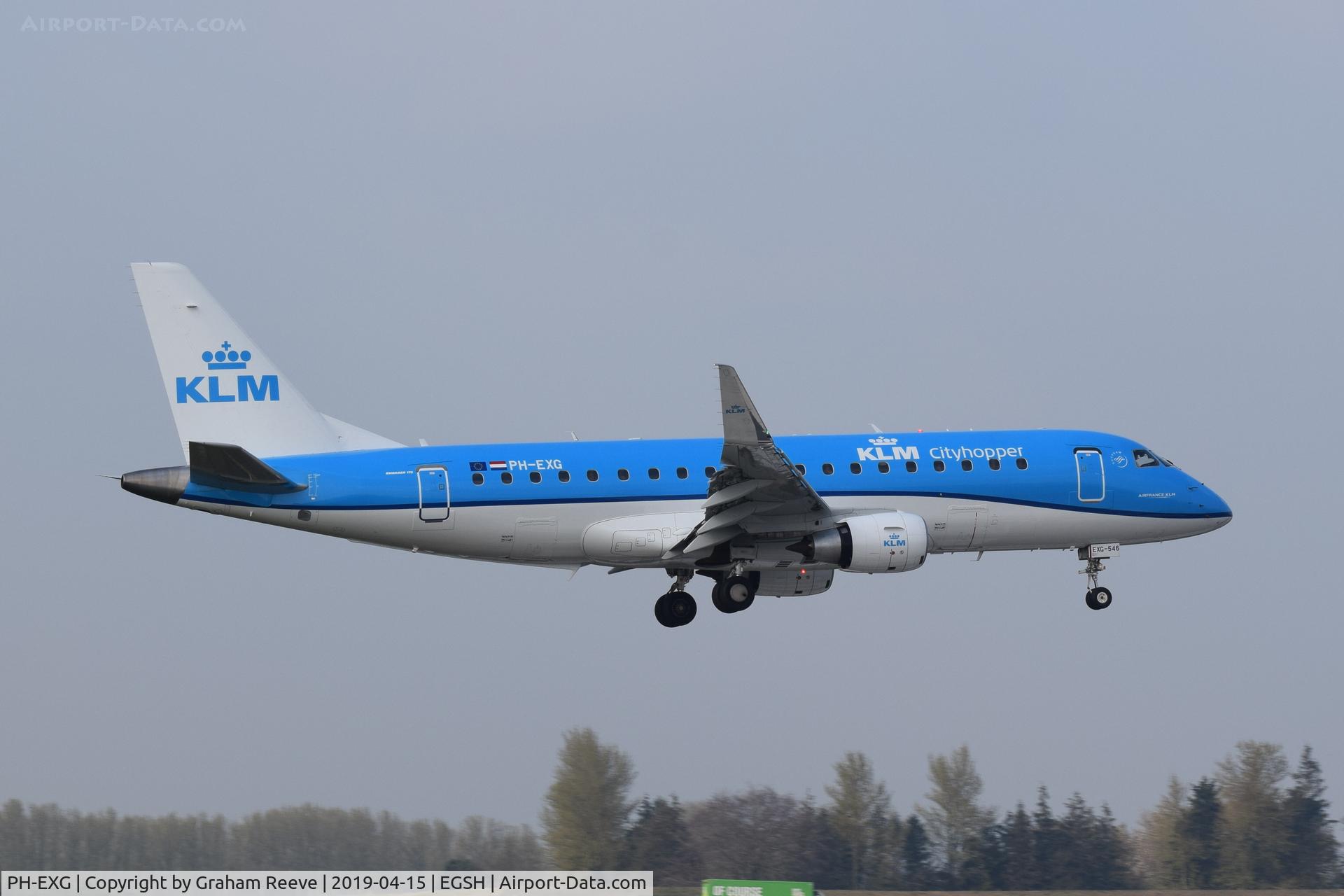 PH-EXG, 2016 Embraer 175STD (ERJ-170-200) C/N 17000546, Landing at Norwich.