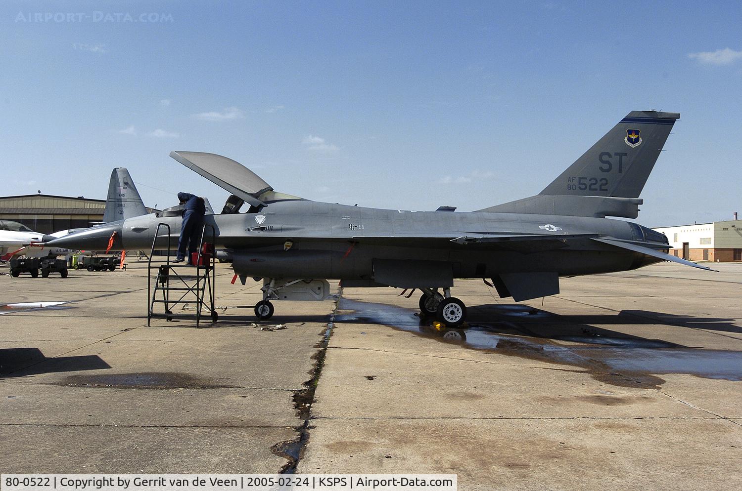 80-0522, 1980 General Dynamics F-16A Fighting Falcon C/N 61-243, as GF-16A, became Gate Guard at Des Moines may 2009