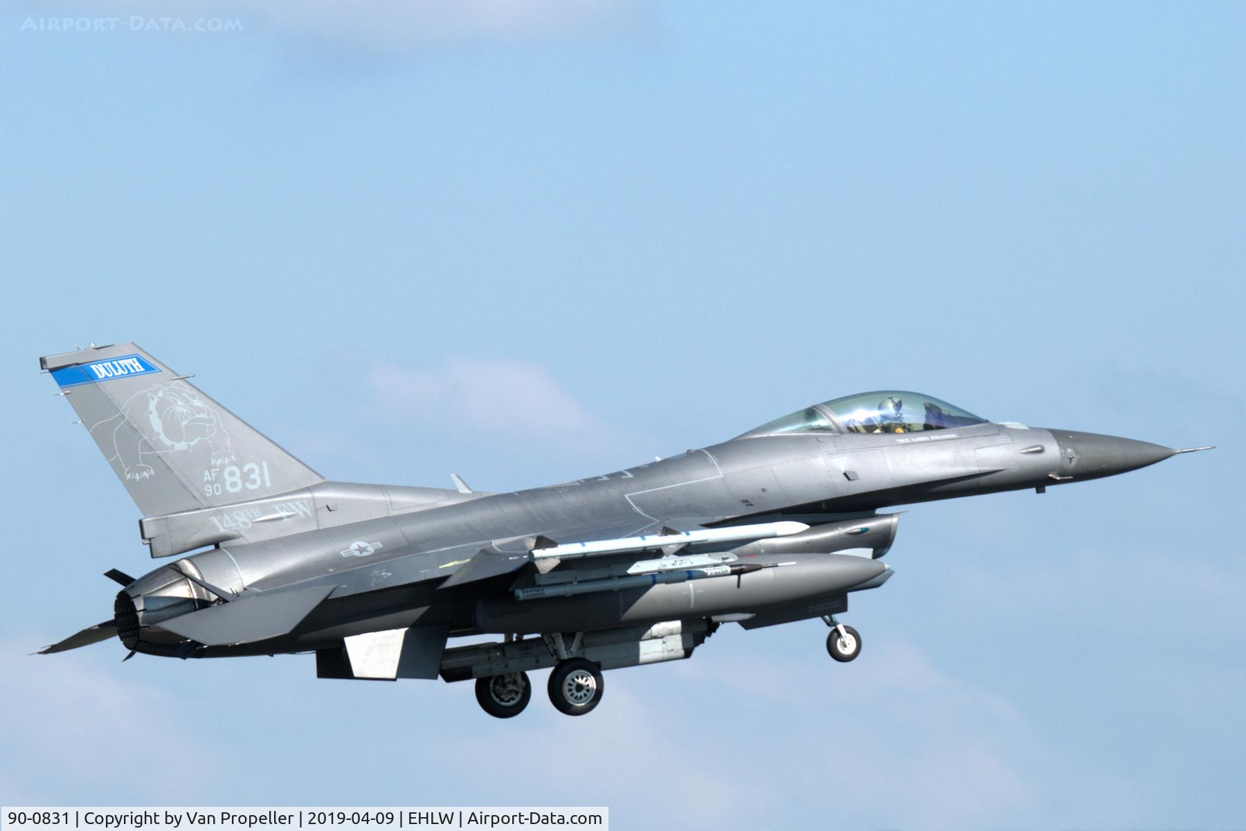 90-0831, 1990 General Dynamics F-16C Fighting Falcon C/N CC-31, Minnesota ANG F-16C landing at Leeuwarden air base, the Netherlands, Frisian Flag 2019