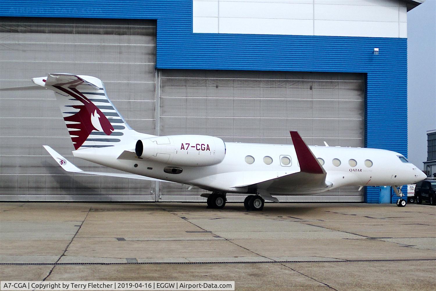 A7-CGA, 2015 Gulfstream G-VI (G650ER) C/N 6153, at Luton