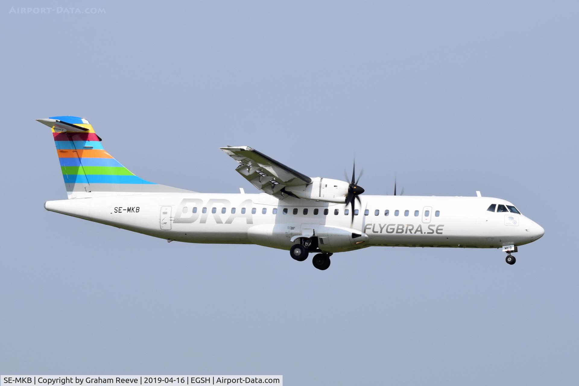 SE-MKB, 2015 ATR 72-212A C/N 1308, Landing at Norwich.
