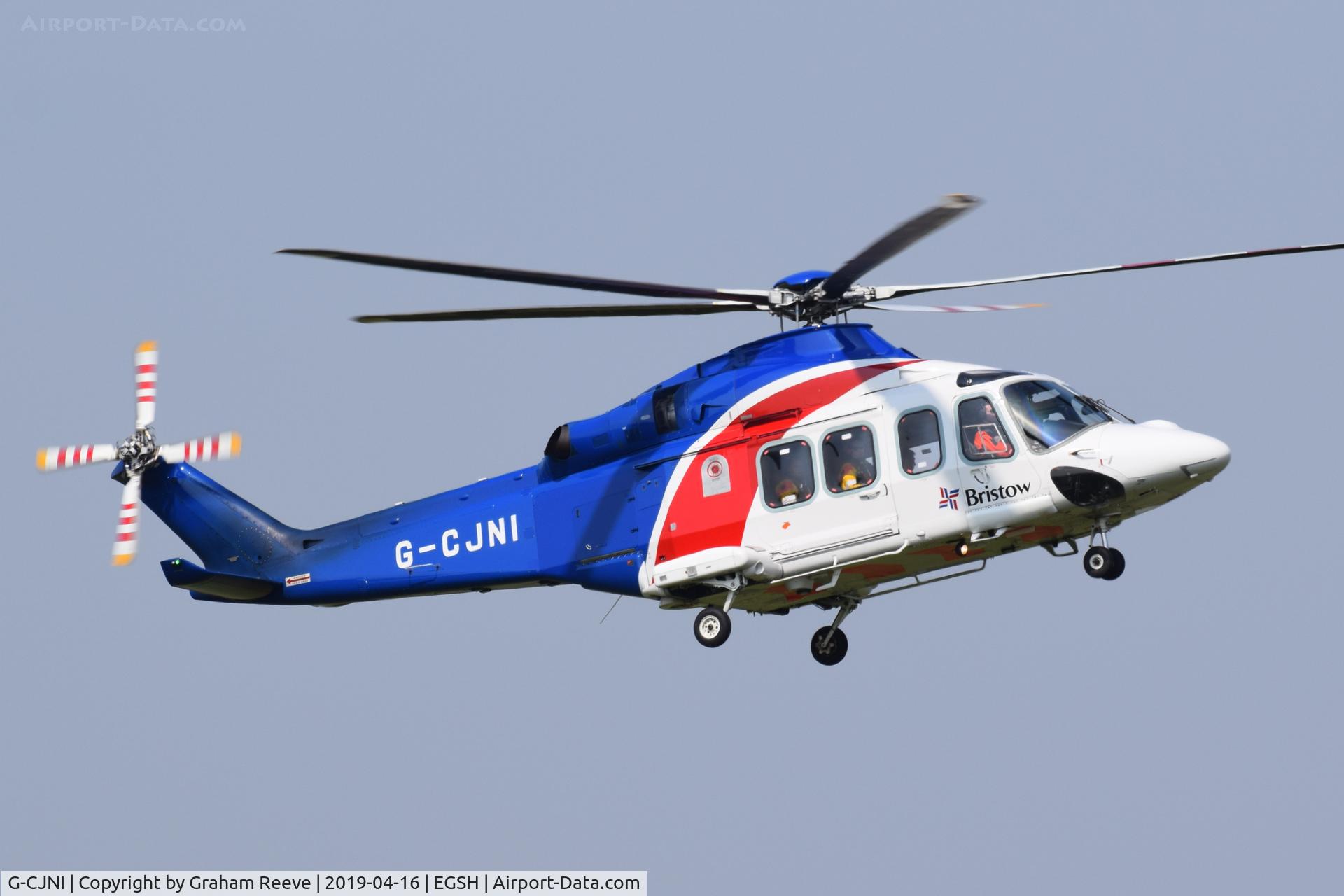 G-CJNI, 2014 AgustaWestland AW-139 C/N 41374, Landing at Norwich.