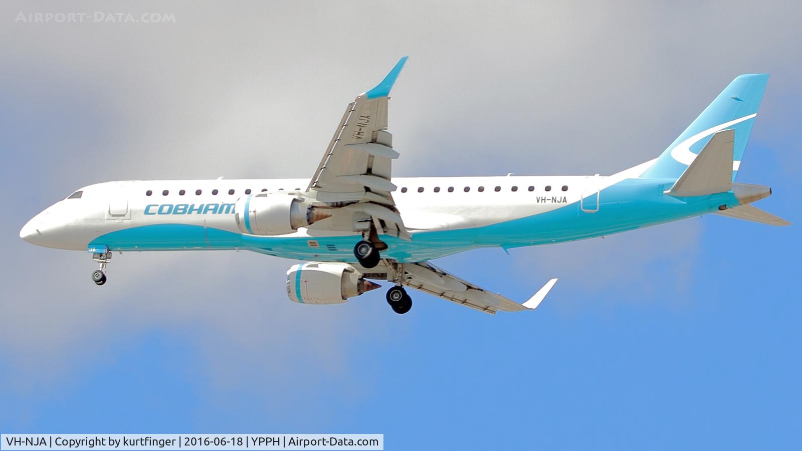 VH-NJA, 2011 Embraer 190LR (ERJ-190-100LR) C/N 19000404, Embraer ERJ-190-100LR Cobham Aviation VH-JNA. Approach R03 , Perth International Airport.