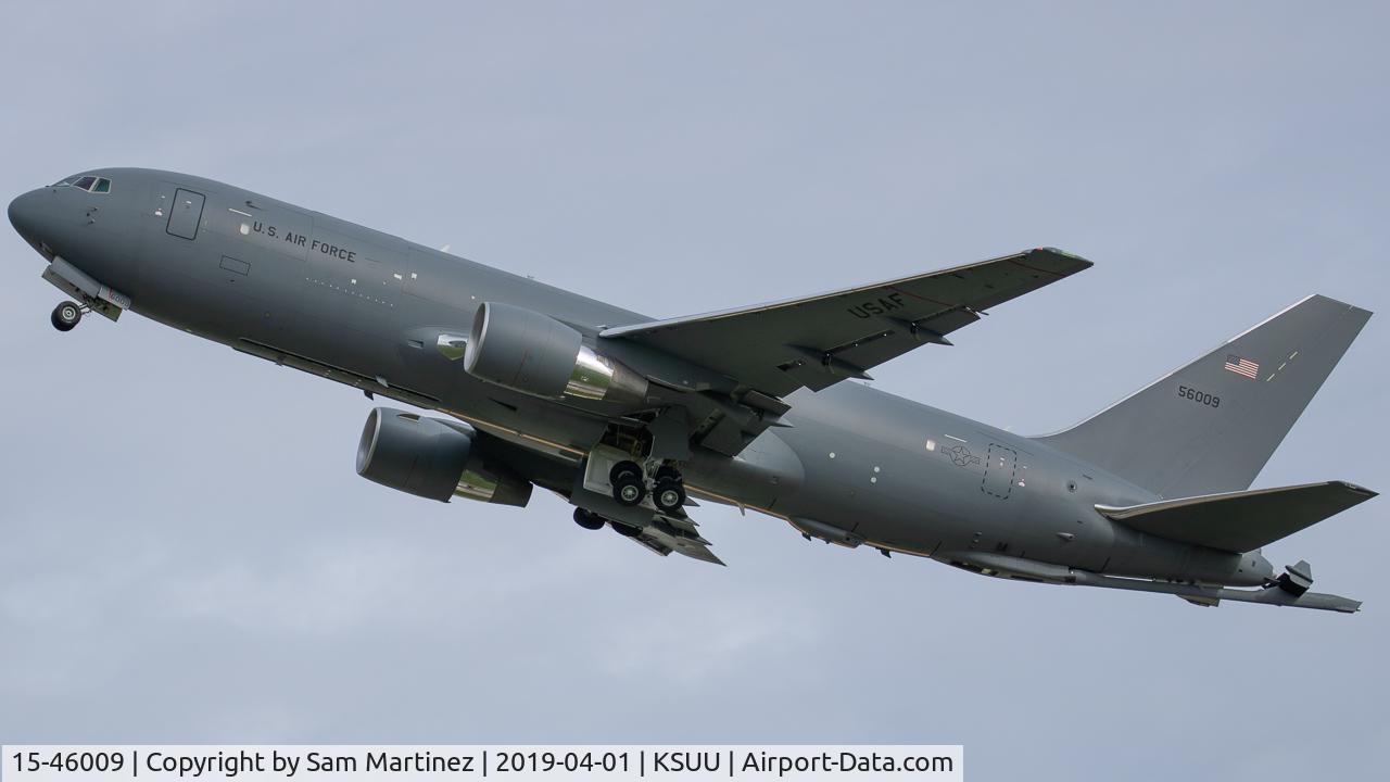 15-46009, 2017 Boeing KC-46A Pegasus C/N 41858, Medusa 11 departing Travis AFB following the 2019 Airshow.
