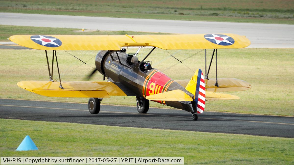 VH-PJS, 1943 Boeing A75L300 C/N 75-671, Boeing A75L300, serial number 75-671, VH-PJS. Jandakot 27/05/17.