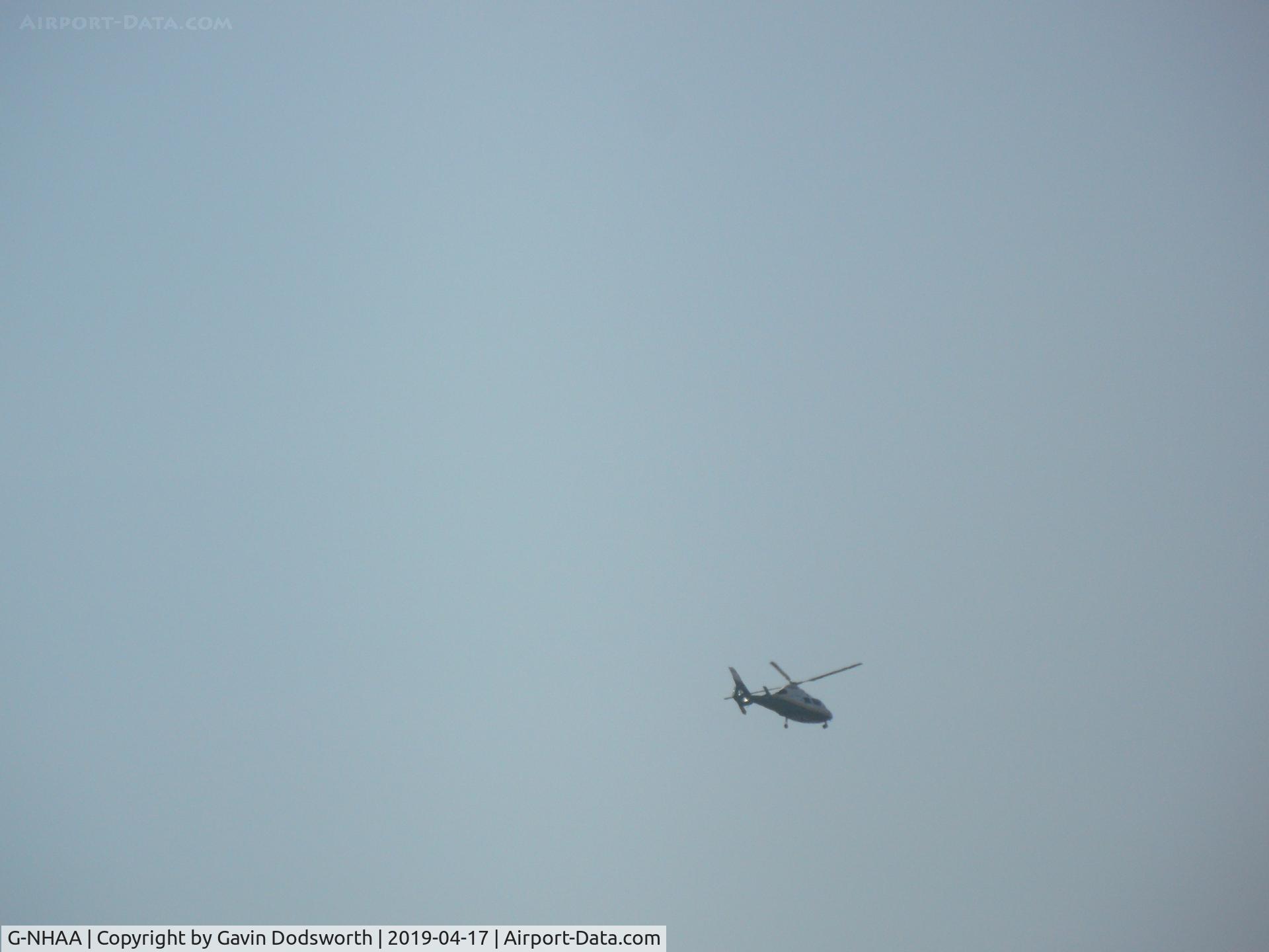 G-NHAA, 1991 Aerospatiale AS-365N-2 Dauphin C/N 6431, Helimed 63 preparing to land in Darlington, Co Durham