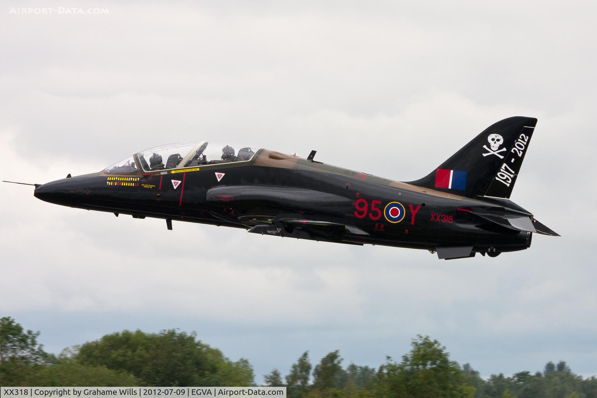 XX318, 1980 Hawker Siddeley Hawk T.1A C/N 160/312143, HS Hawk T1A XX318/95-Y 100 Sqd RAF, Fairford 9/7/12