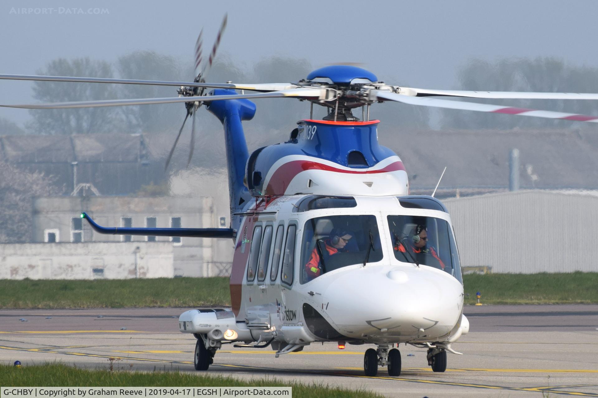 G-CHBY, 2010 AgustaWestland AW-139 C/N 31310, Re-positioning at Norwich.