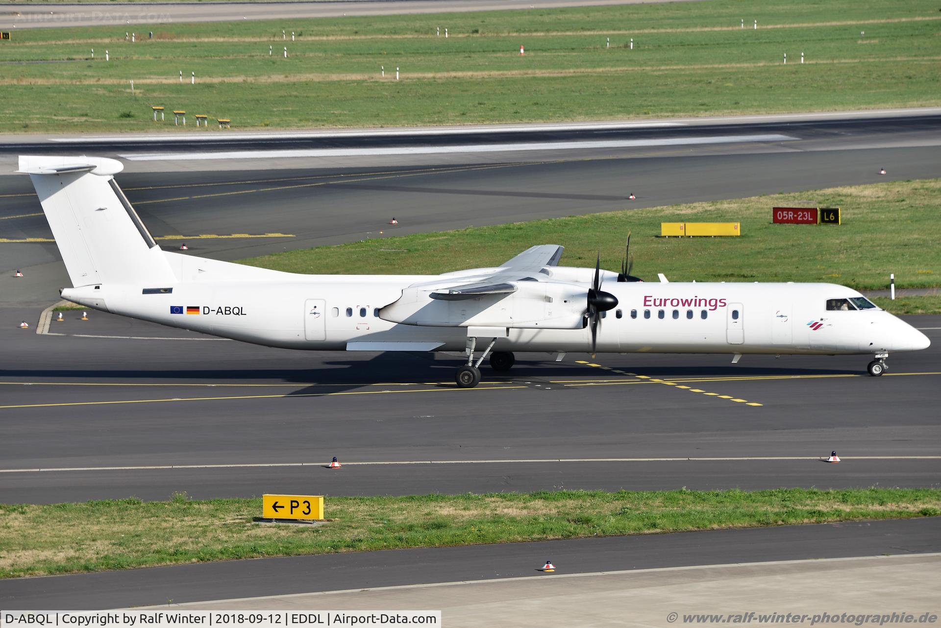 D-ABQL, 2007 Bombardier DHC-8-402 Dash 8 C/N 4184, De Havilland Canada DHC-8-402 Dash 8 - EW EWG Eurowings opby LGW Luftfahrtgesellscft Walter - 4184 - D-ABQL - 12.09.2018 - DUS