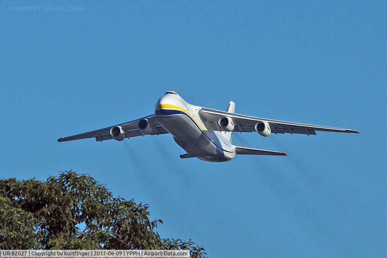 UR-82027, 1990 Antonov An-124-100 Ruslan C/N 19530502288, Antonov AN-124 UR-82027. Departed runway 03, YPPH. Photo was taken at Lilac Hill Park 09/06/17.