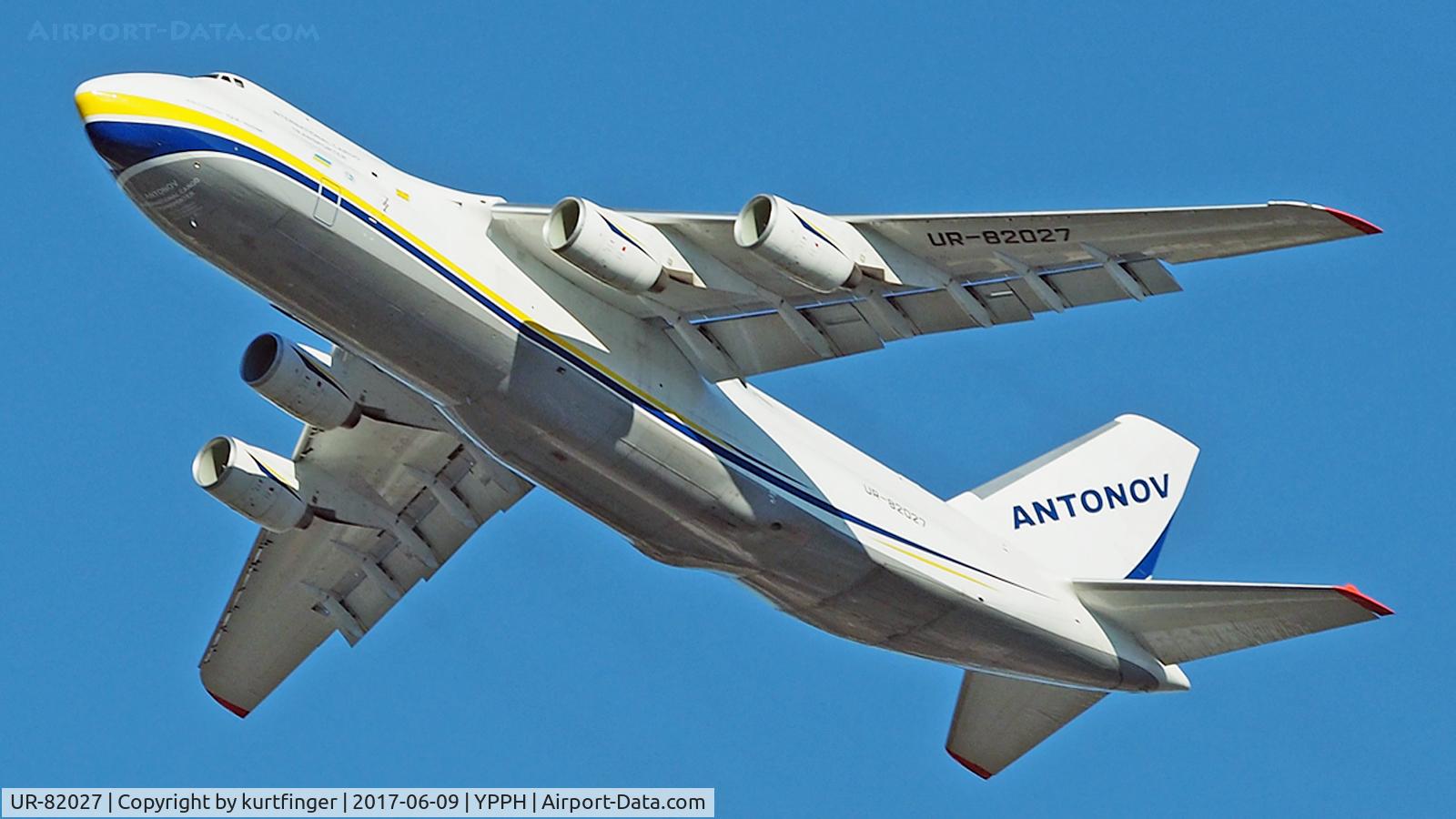 UR-82027, 1990 Antonov An-124-100 Ruslan C/N 19530502288, Antonov Design Bureau AN-124.  UR-82027 departed runway 03, YPPH, Lilac Hill Park 09/06/17.