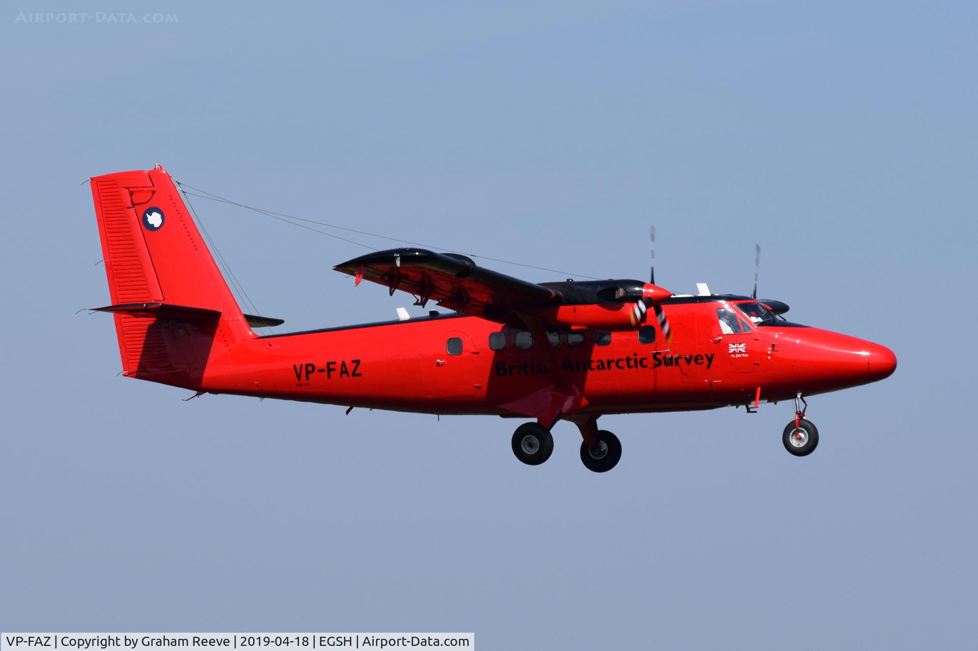 VP-FAZ, 1981 De Havilland Canada DHC-6-300 Twin Otter C/N 748, Landing at Norwich.