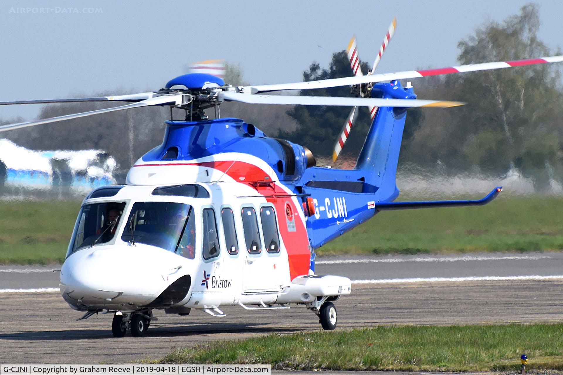 G-CJNI, 2014 AgustaWestland AW-139 C/N 41374, Just landed at Norwich.