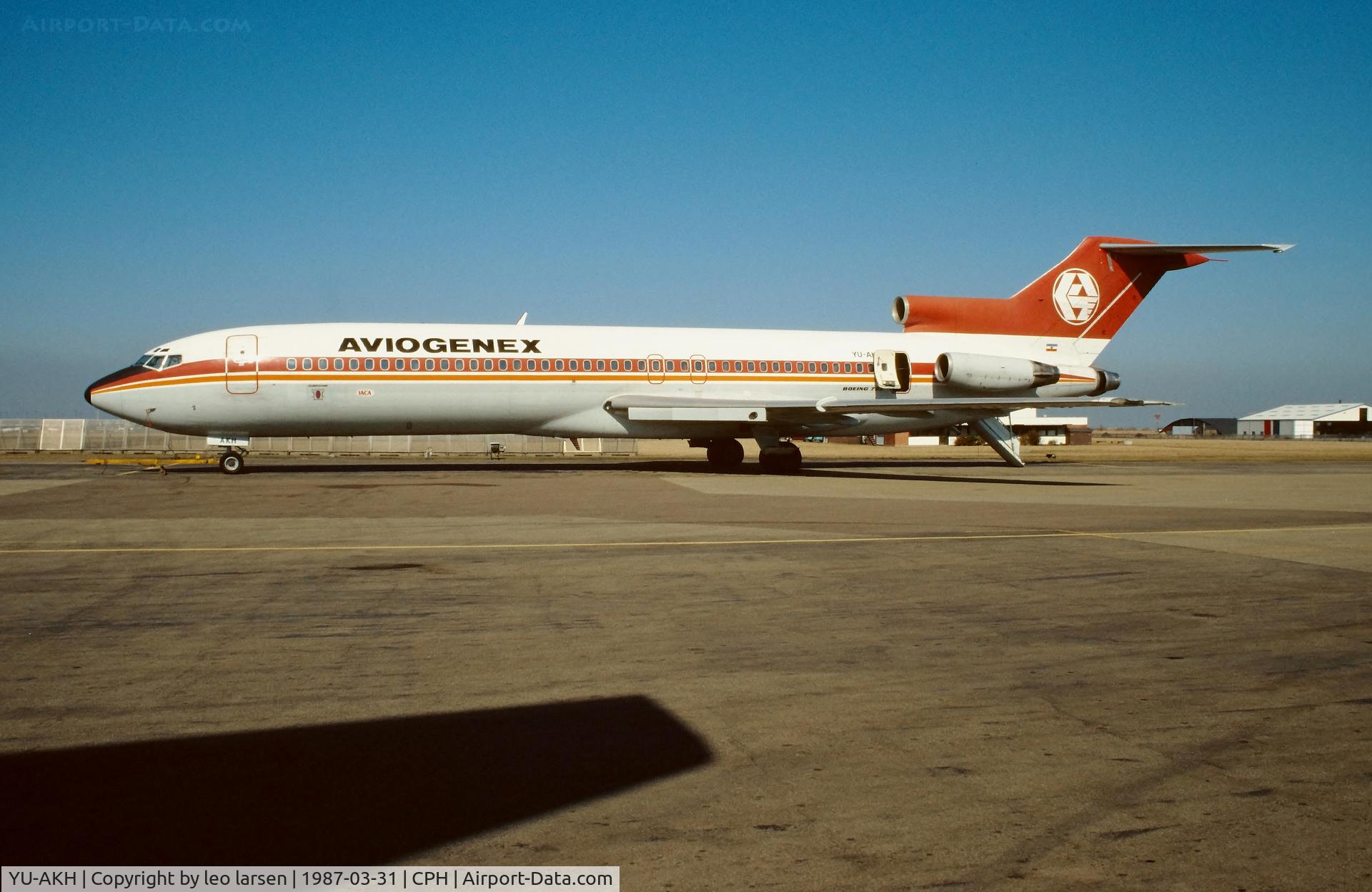 YU-AKH, 1975 Boeing 727-2L8 C/N 21080, Copenhagen 31.3.1987