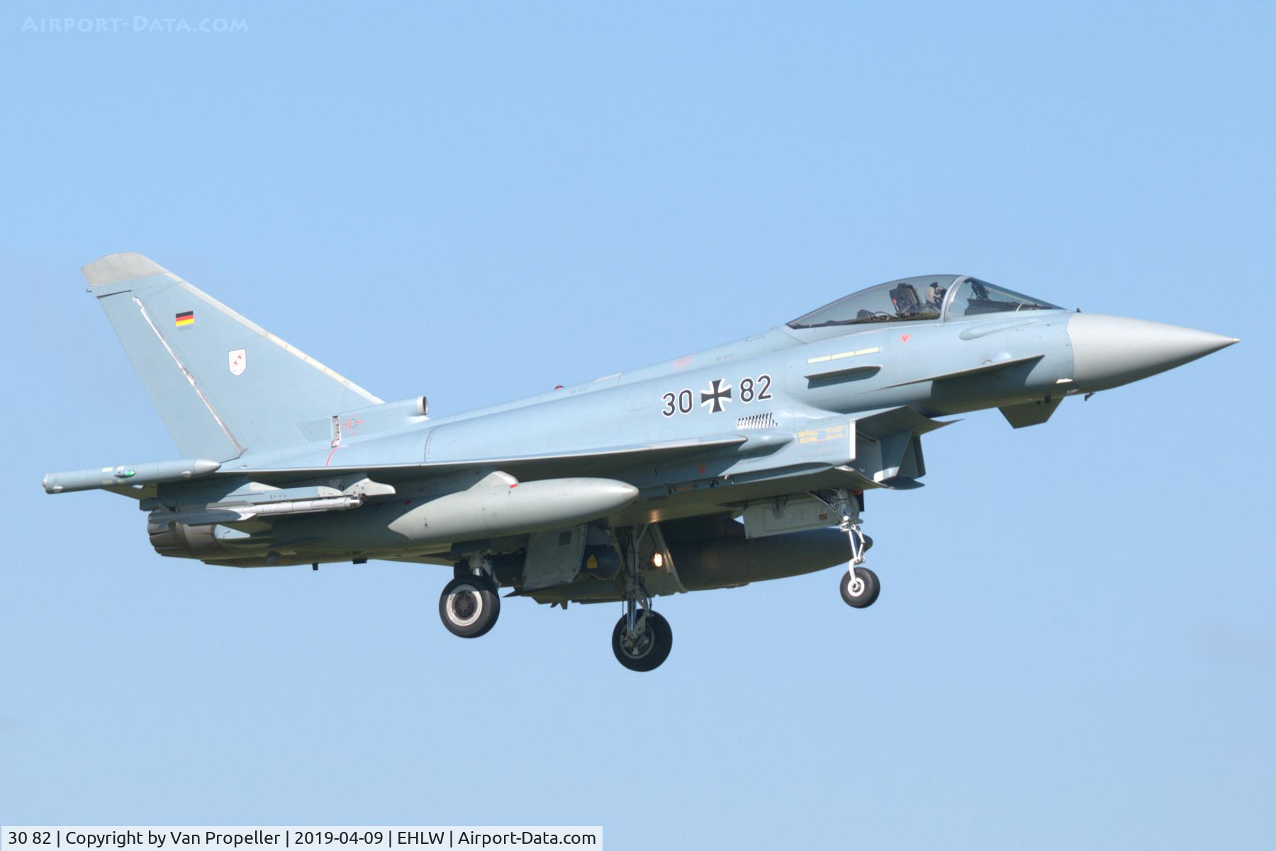 30 82, Eurofighter EF-2000 Typhoon S C/N GS062, Luftwaffe Eurofighter Typhoon landing at Leeuwarden air base, the Netherlands, Frisian Flag 2019