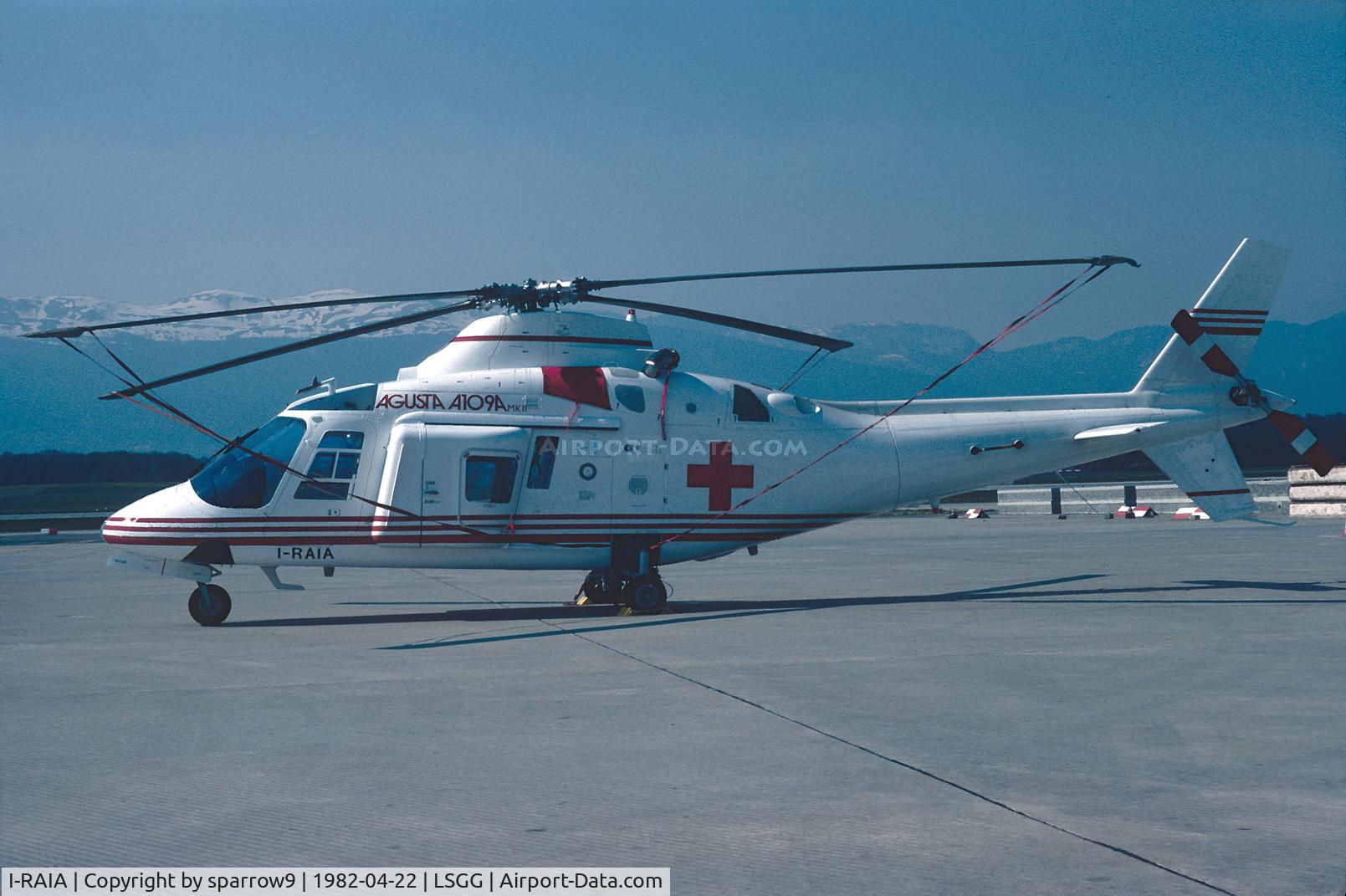 I-RAIA, 1982 Agusta A 109A II C/N 7274, MEDIC-AIR 1982 Geneva. Scanned from a slide.