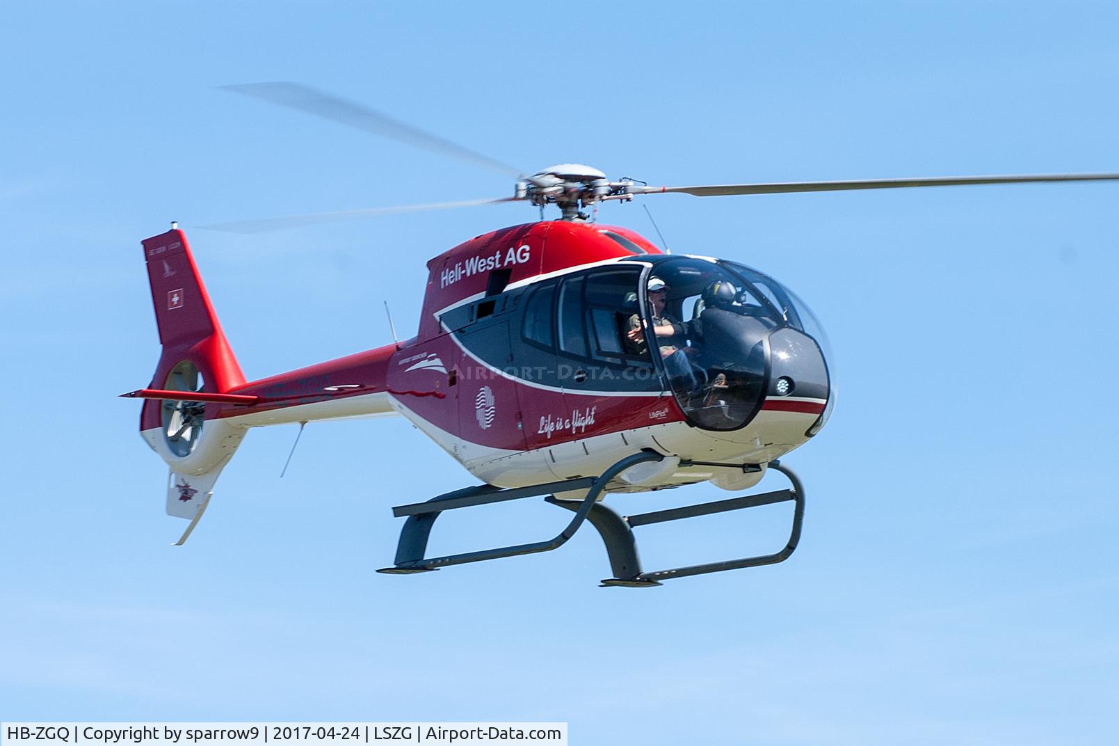 HB-ZGQ, 2001 Eurocopter EC-120B Colibri C/N 1229, Departing Grenchen