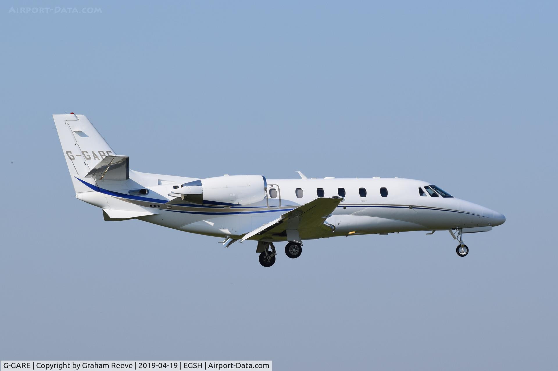 G-GARE, 2017 Cessna 560XL Citation Excel XLS+ C/N 560-6232, Landing at Norwich.