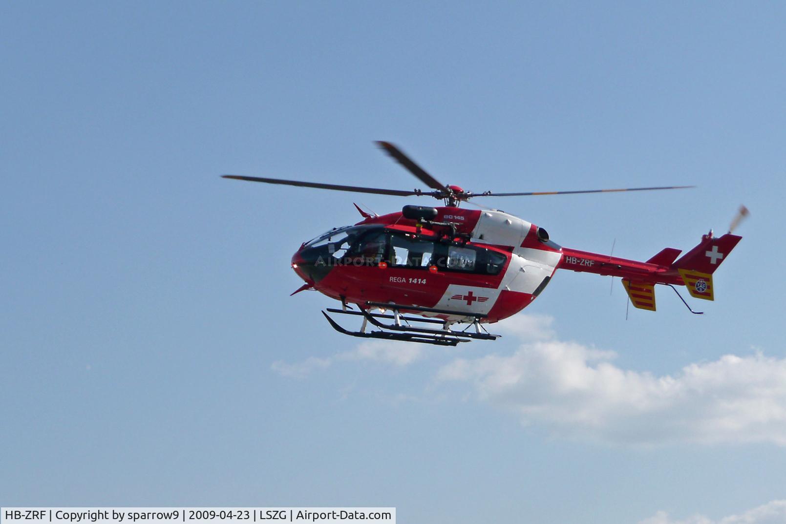 HB-ZRF, 2008 Eurocopter-Kawasaki EC-145 (BK-117C-2) C/N 9215, Departing Grenchen